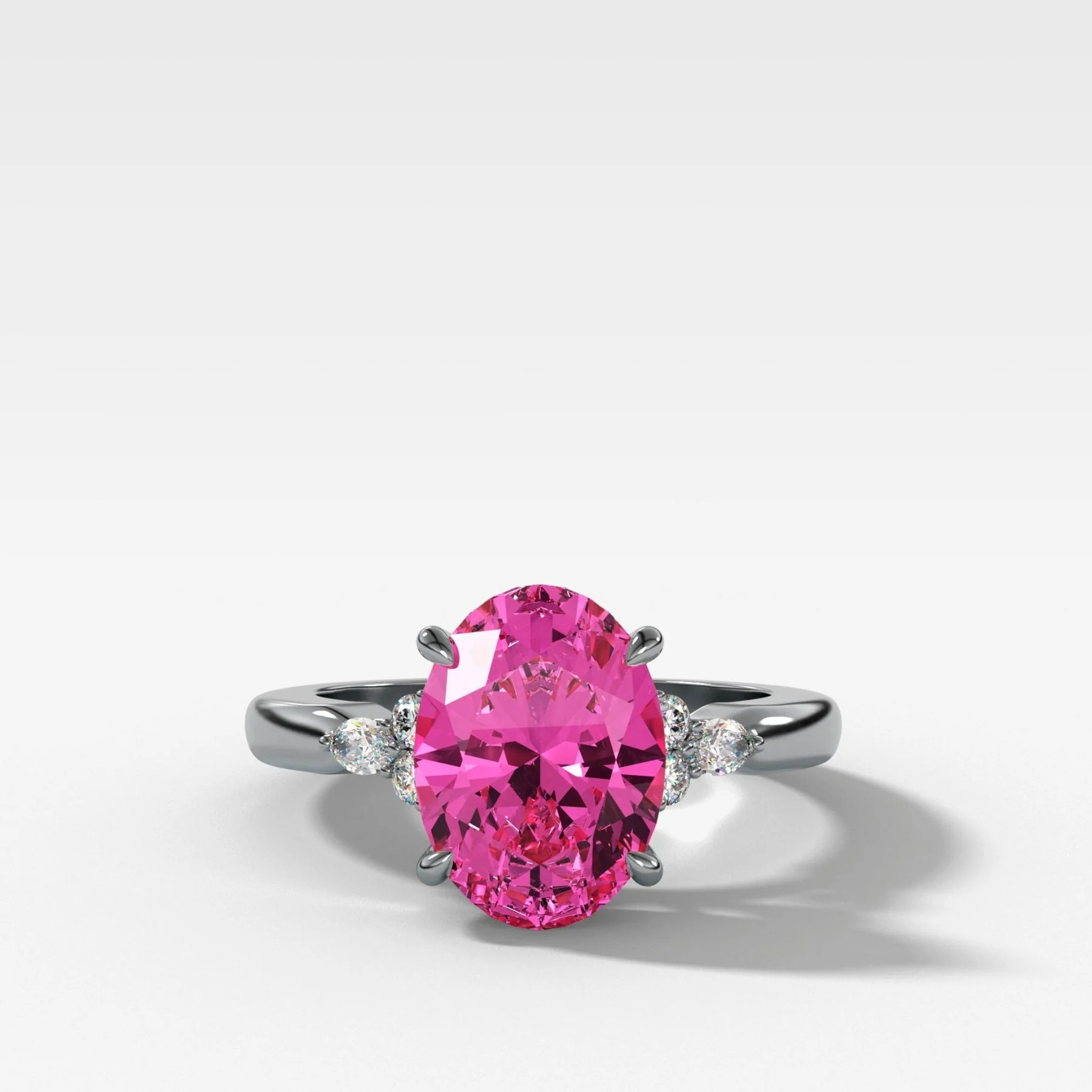 Bella Engagement Ring With Oval Cut Pink Sapphire - Image 3