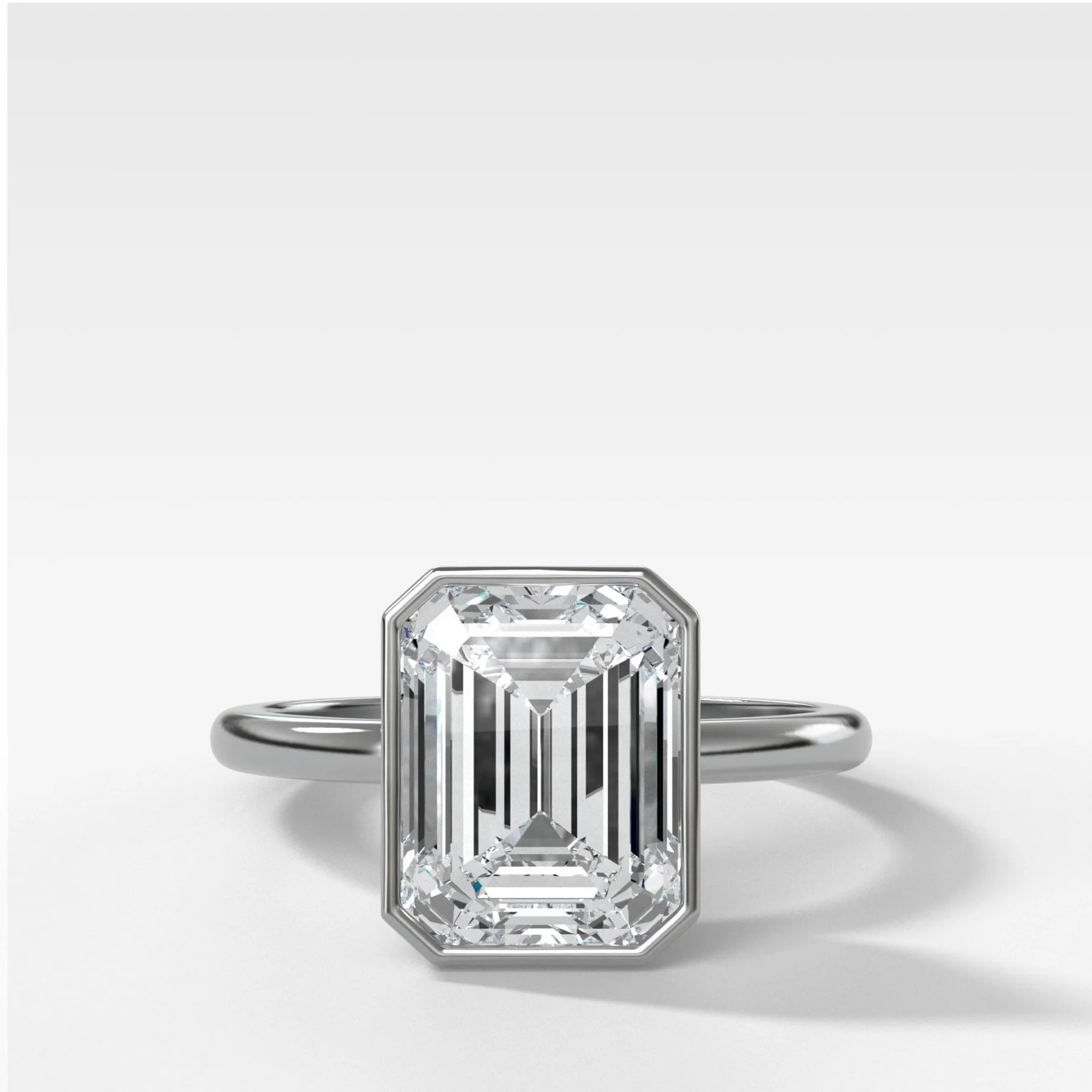Penumbra Bezel Set Engagement Ring With Emerald Cut - Image 4