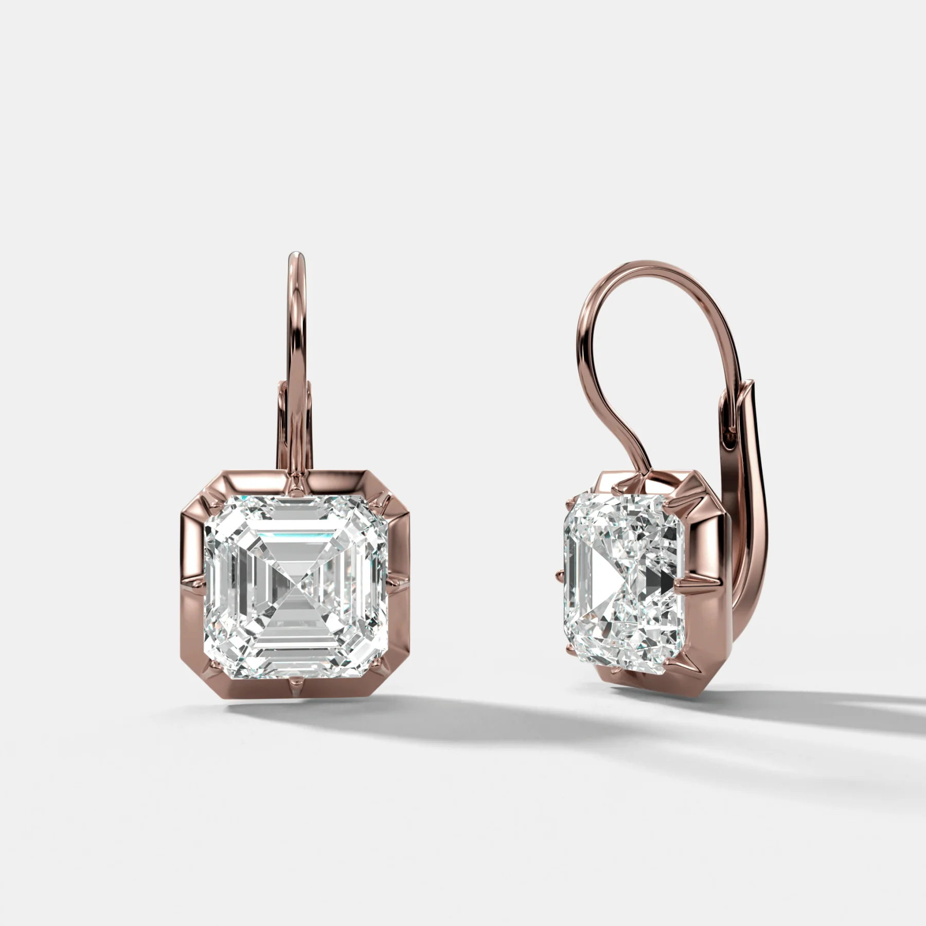 Button Back Dangle Earring with Asscher Cuts - Image 3