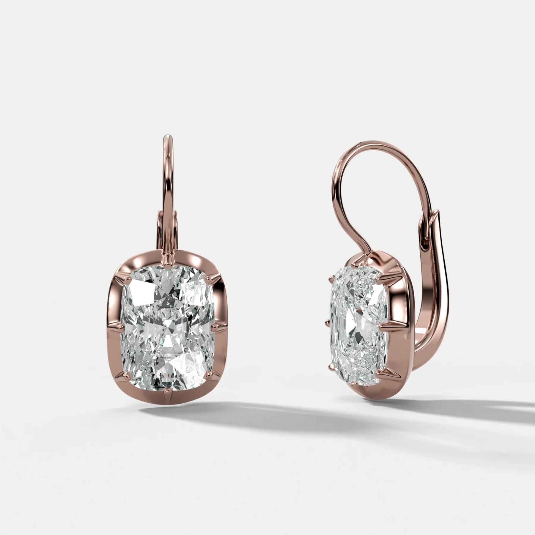 Button Back Dangle Earring with Elongated Cushion Cuts - Image 3