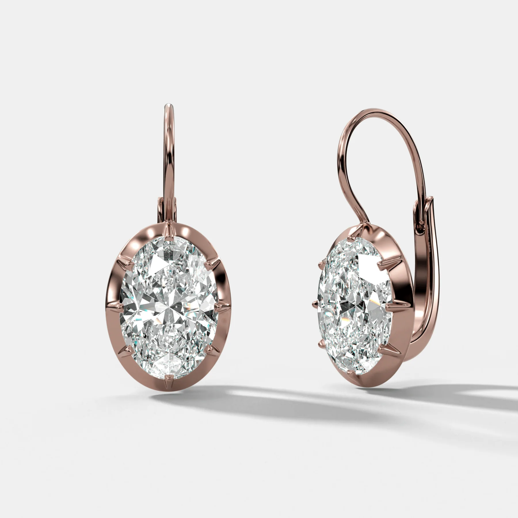 Button Back Dangle Earring with Oval Cuts - Image 3