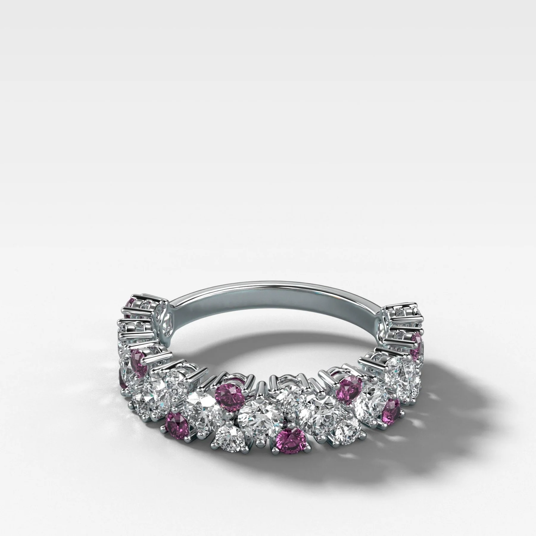 Celestial Round Diamond Wedding Band with Amethyst - Image 3