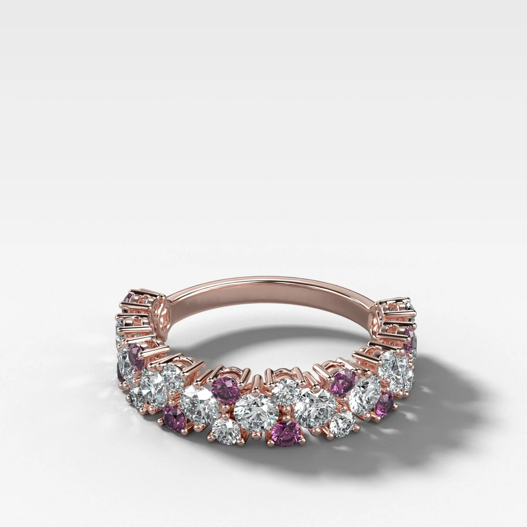 Celestial Round Diamond Wedding Band with Amethyst - Image 4