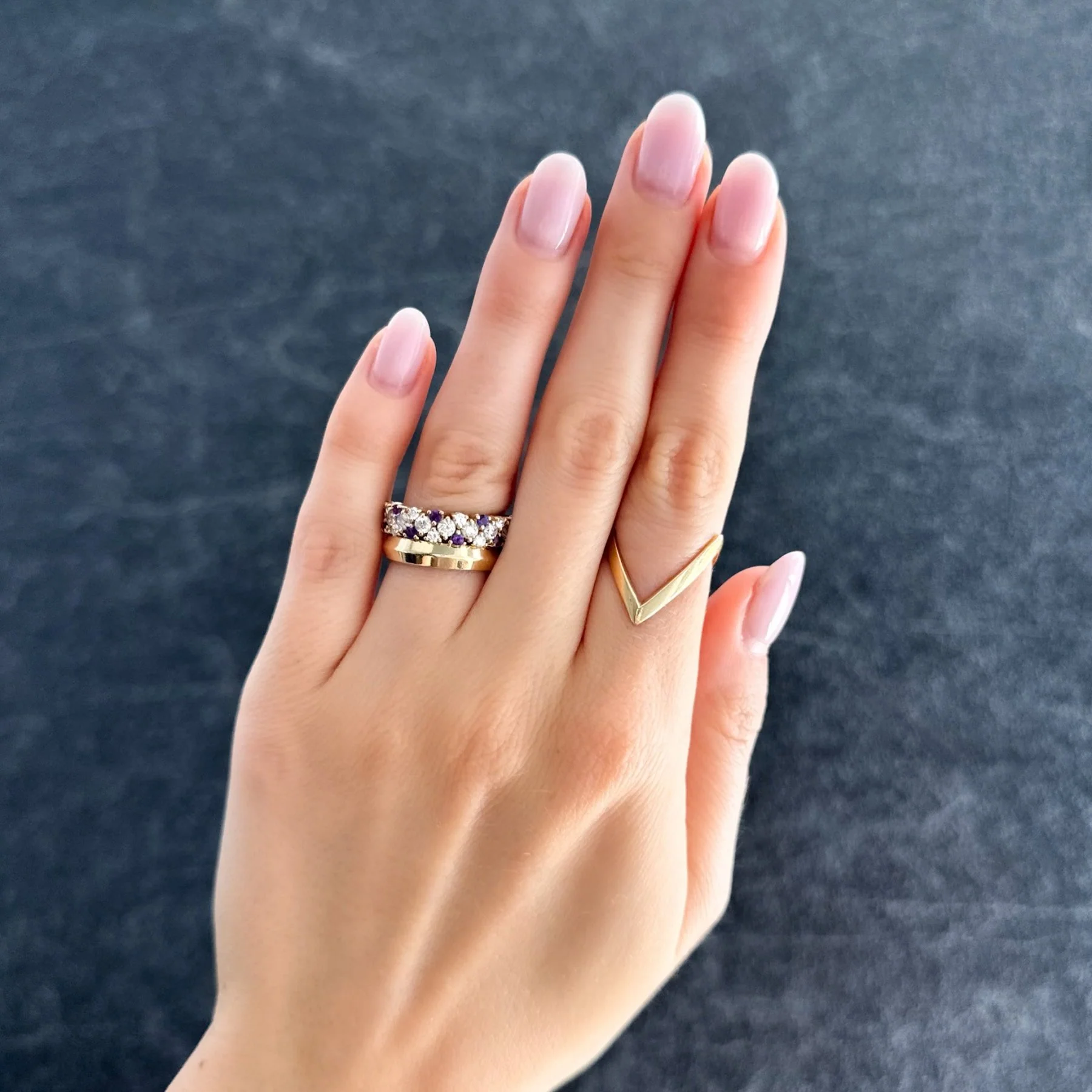 Celestial Round Diamond Wedding Band with Amethyst - Image 6