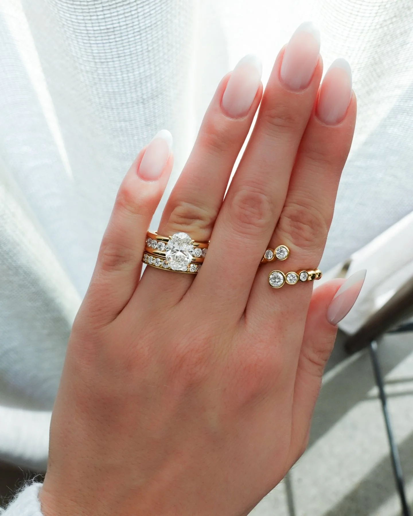 Chunky Channel Set Engagement Ring with Oval Cut Diamond - Image 7