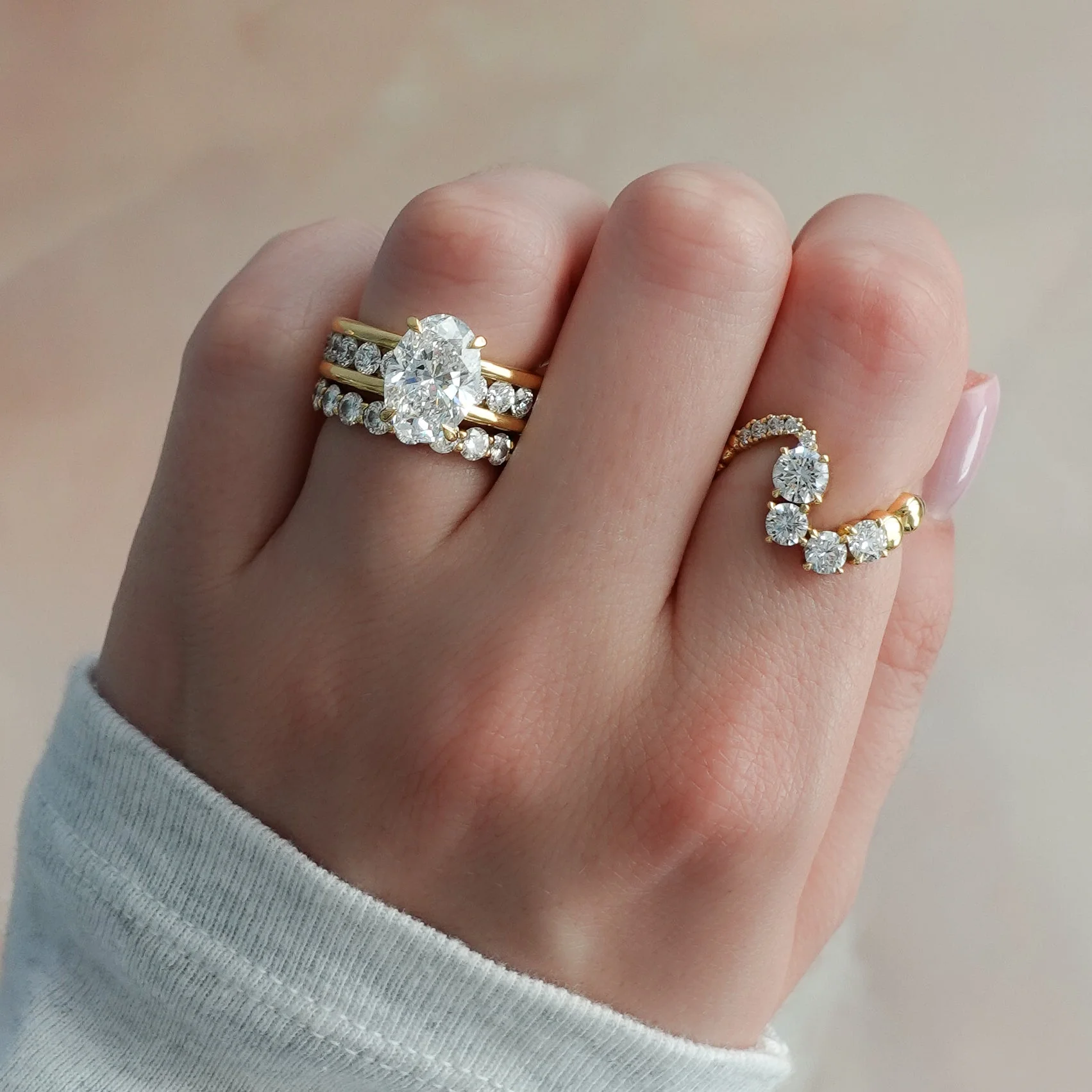 Chunky Channel Set Engagement Ring with Oval Cut Diamond - Image 8