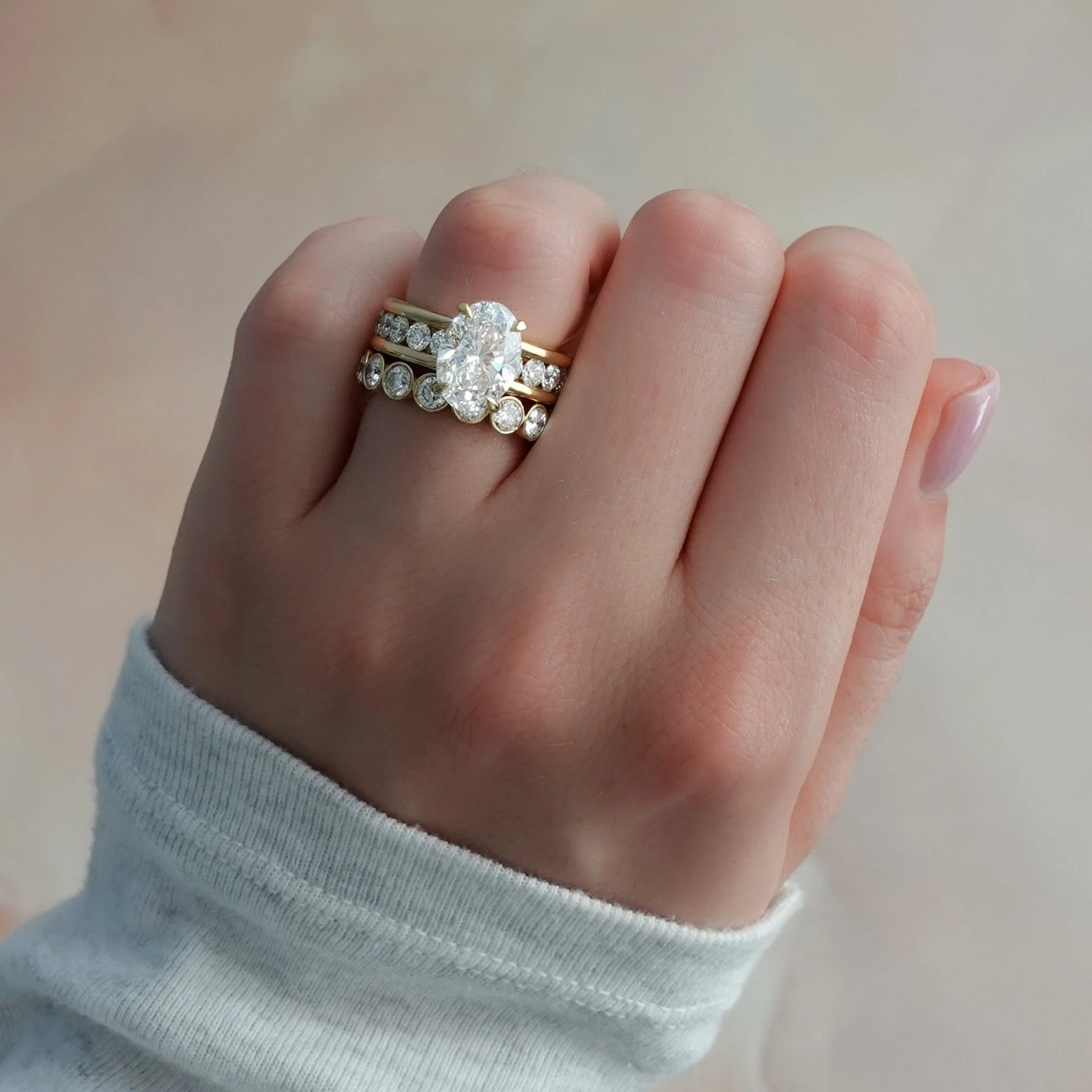 Chunky Channel Set Engagement Ring with Oval Cut Diamond - Image 9