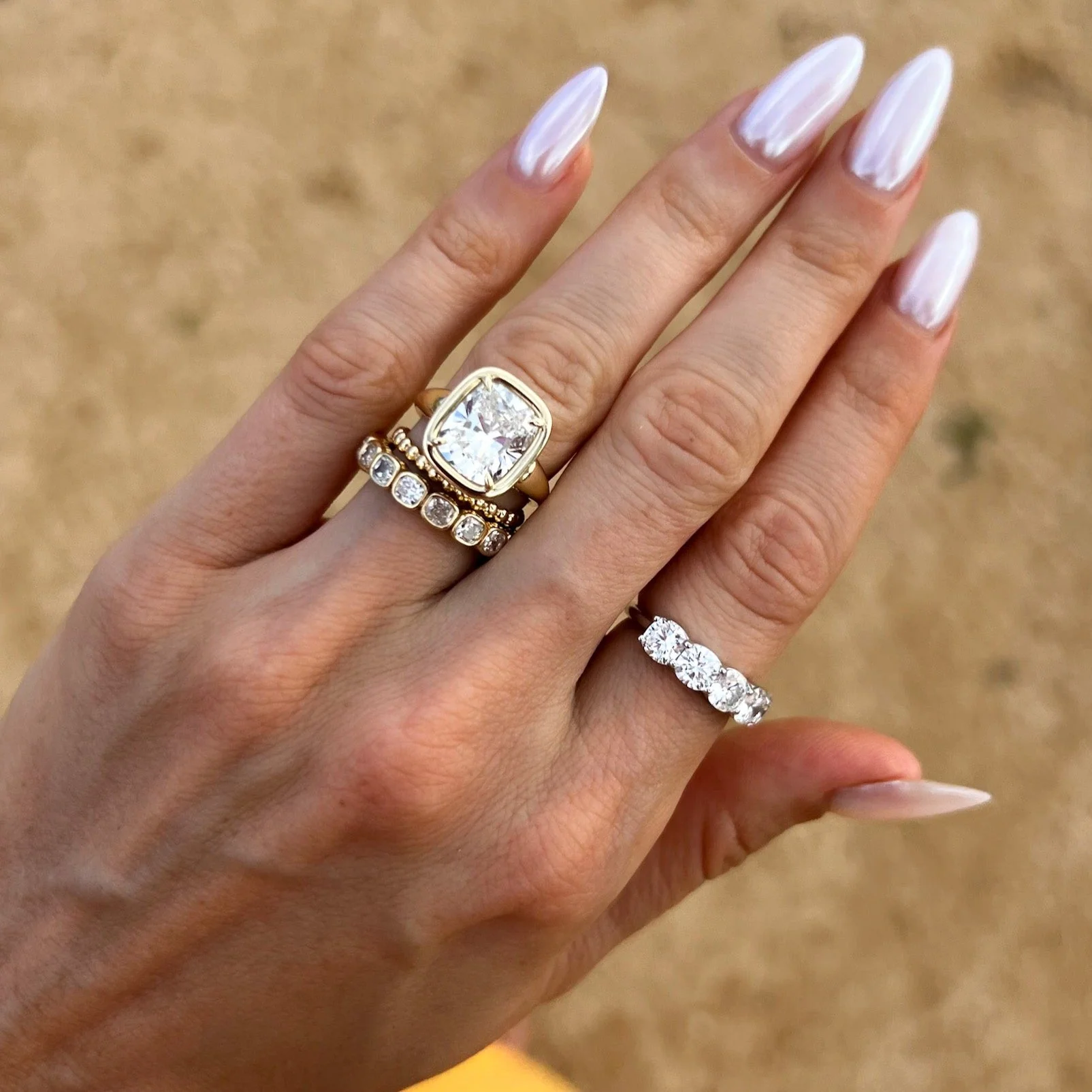 Club Ring Solitaire  Engagement Ring With an Elongated Cushion Cut Diamond - Image 3