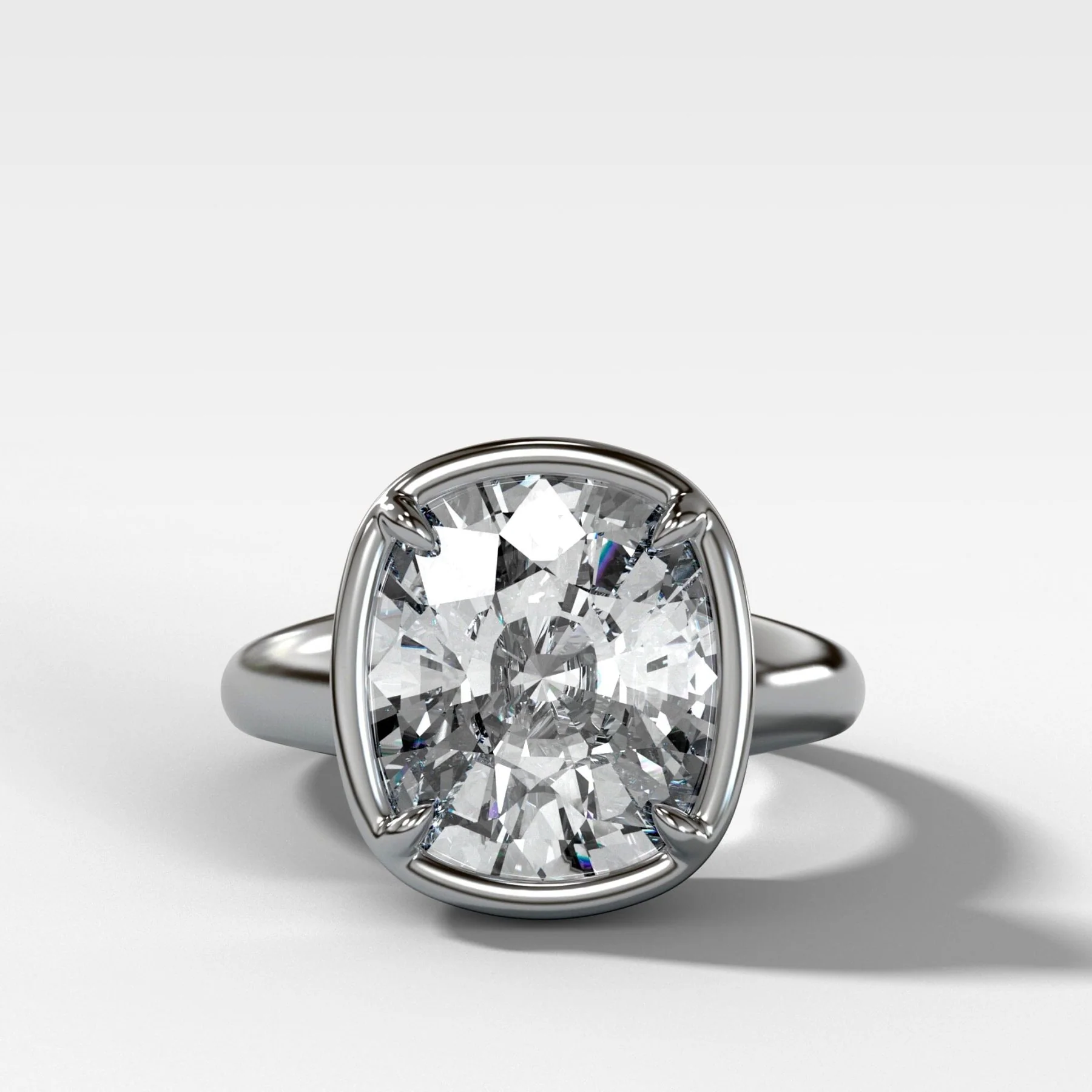 Club Ring Solitaire  Engagement Ring With an Elongated Cushion Cut Diamond - Image 4