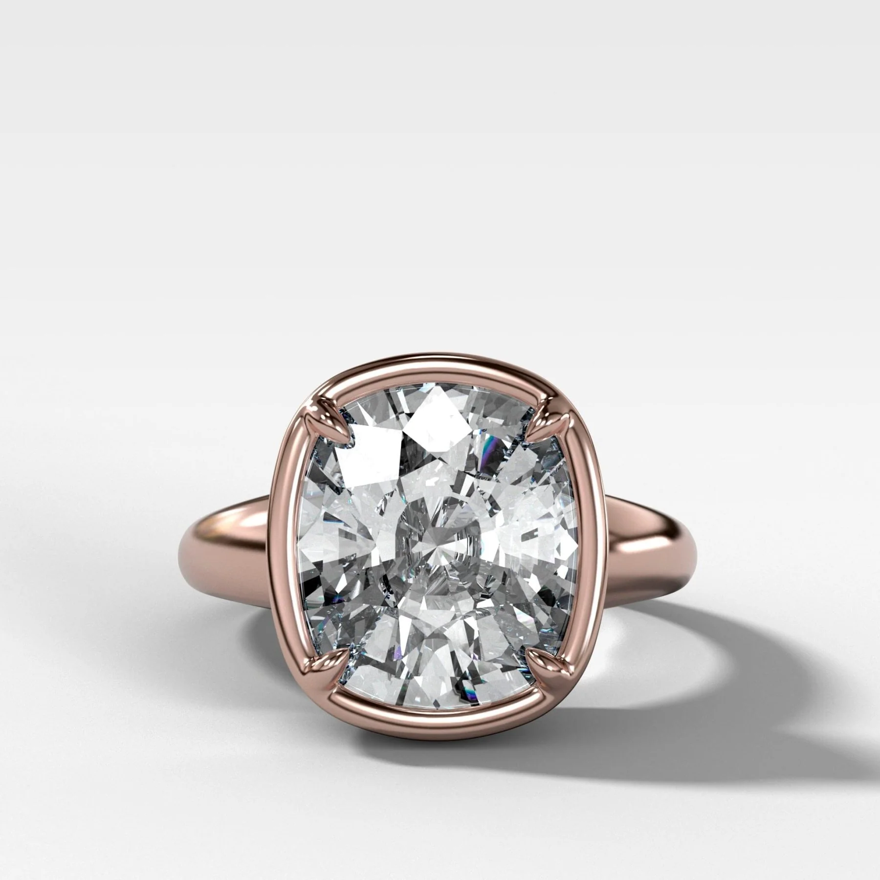 Club Ring Solitaire  Engagement Ring With an Elongated Cushion Cut Diamond - Image 5