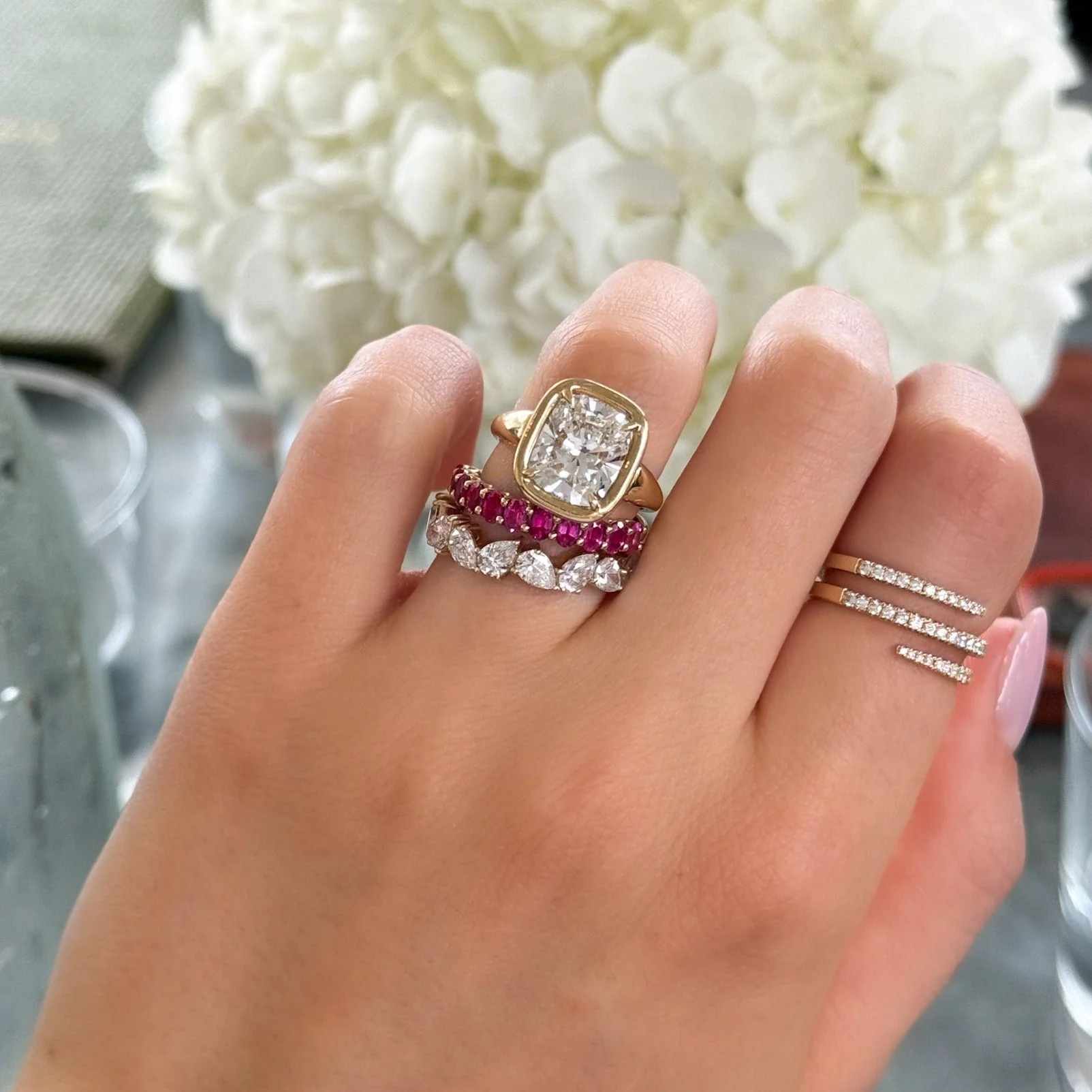 Club Ring Solitaire  Engagement Ring With an Elongated Cushion Cut Diamond - Image 7