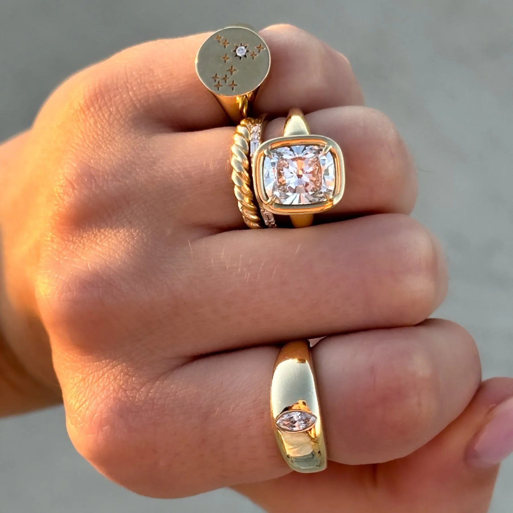 Club Ring Solitaire  Engagement Ring With an Elongated Cushion Cut Diamond - Image 8