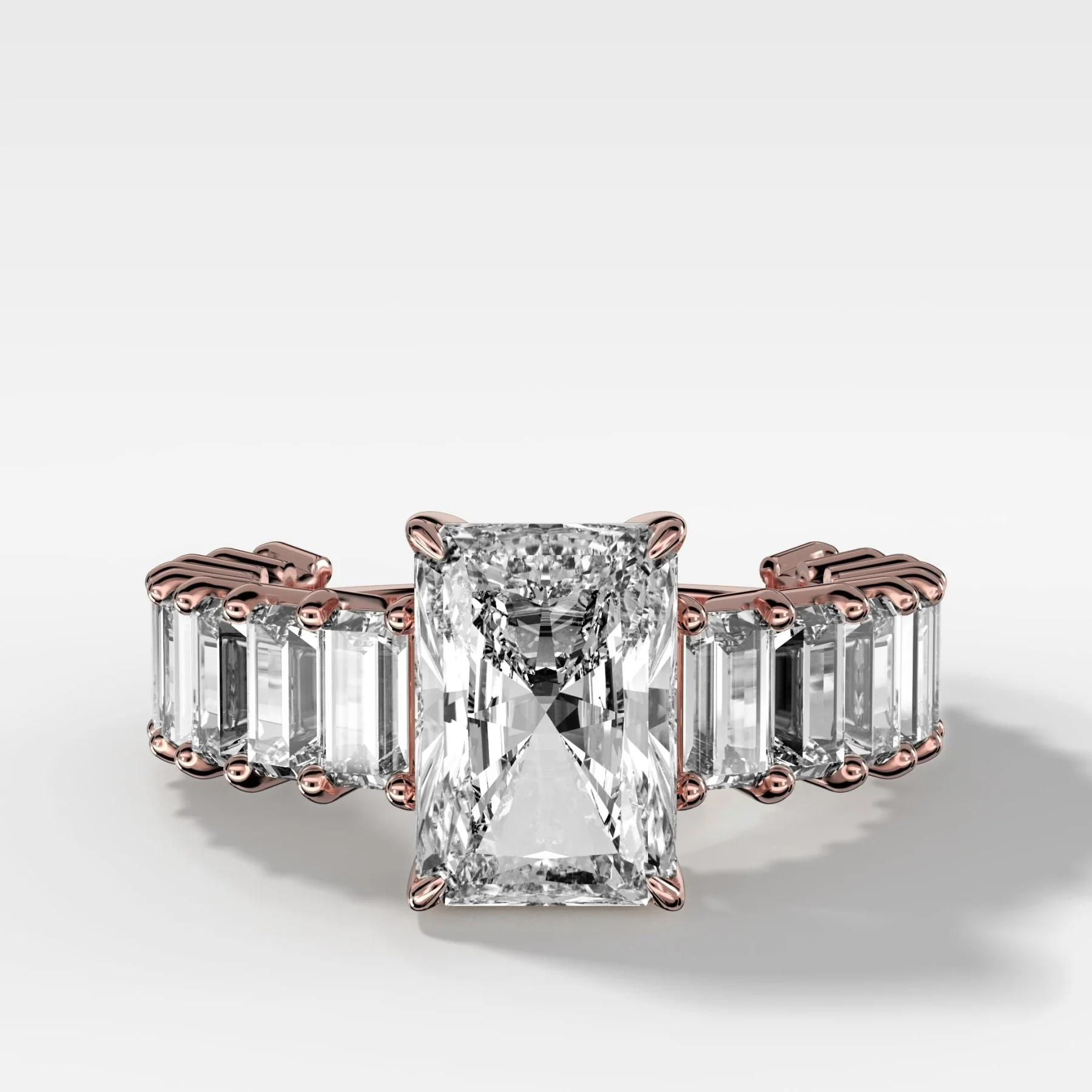 Constellation Baguette Engagement Ring with Elongated Radiant Cut Diamond - Image 6