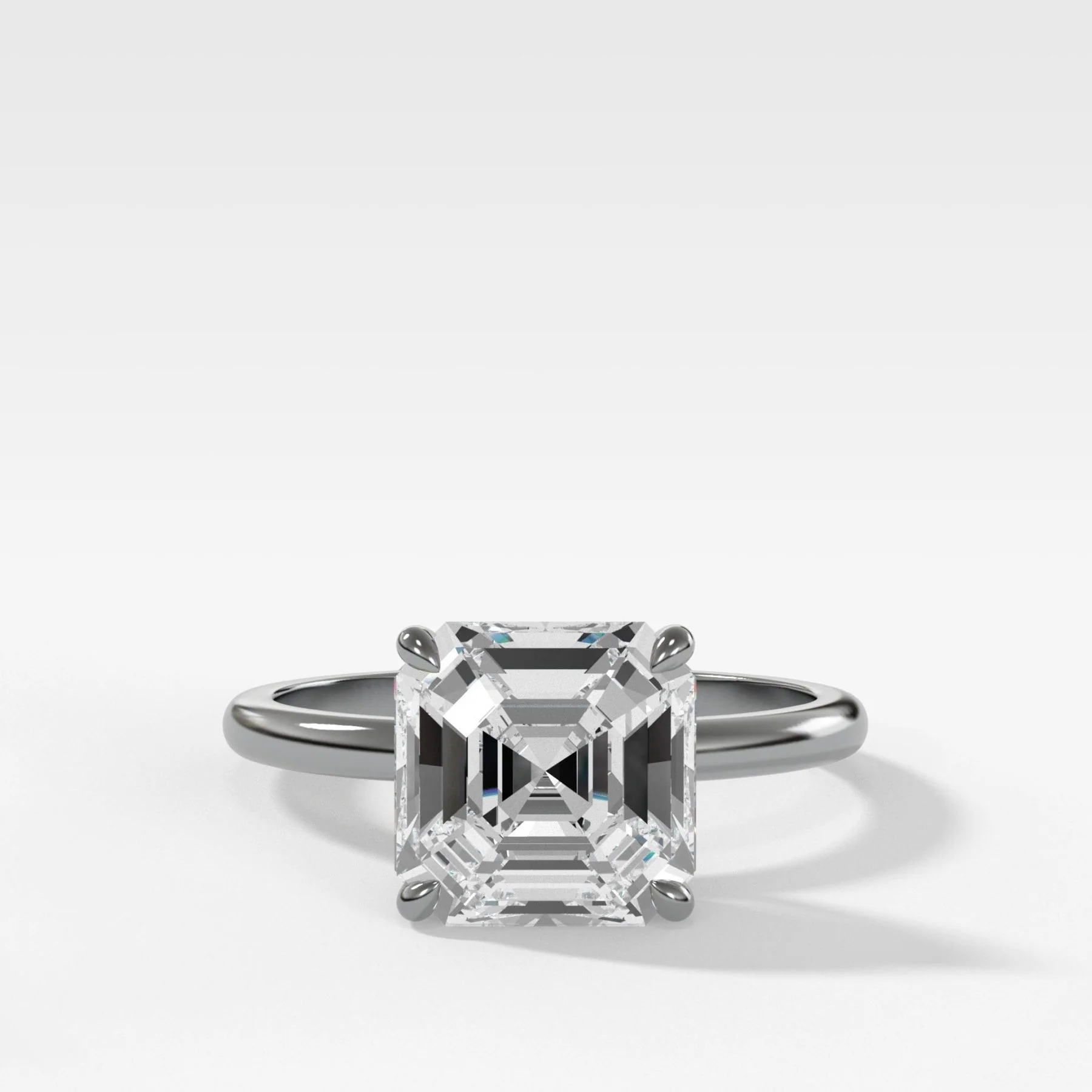 Crescent Solitaire Engagement Ring  With Asscher Cut Diamond - Image 4