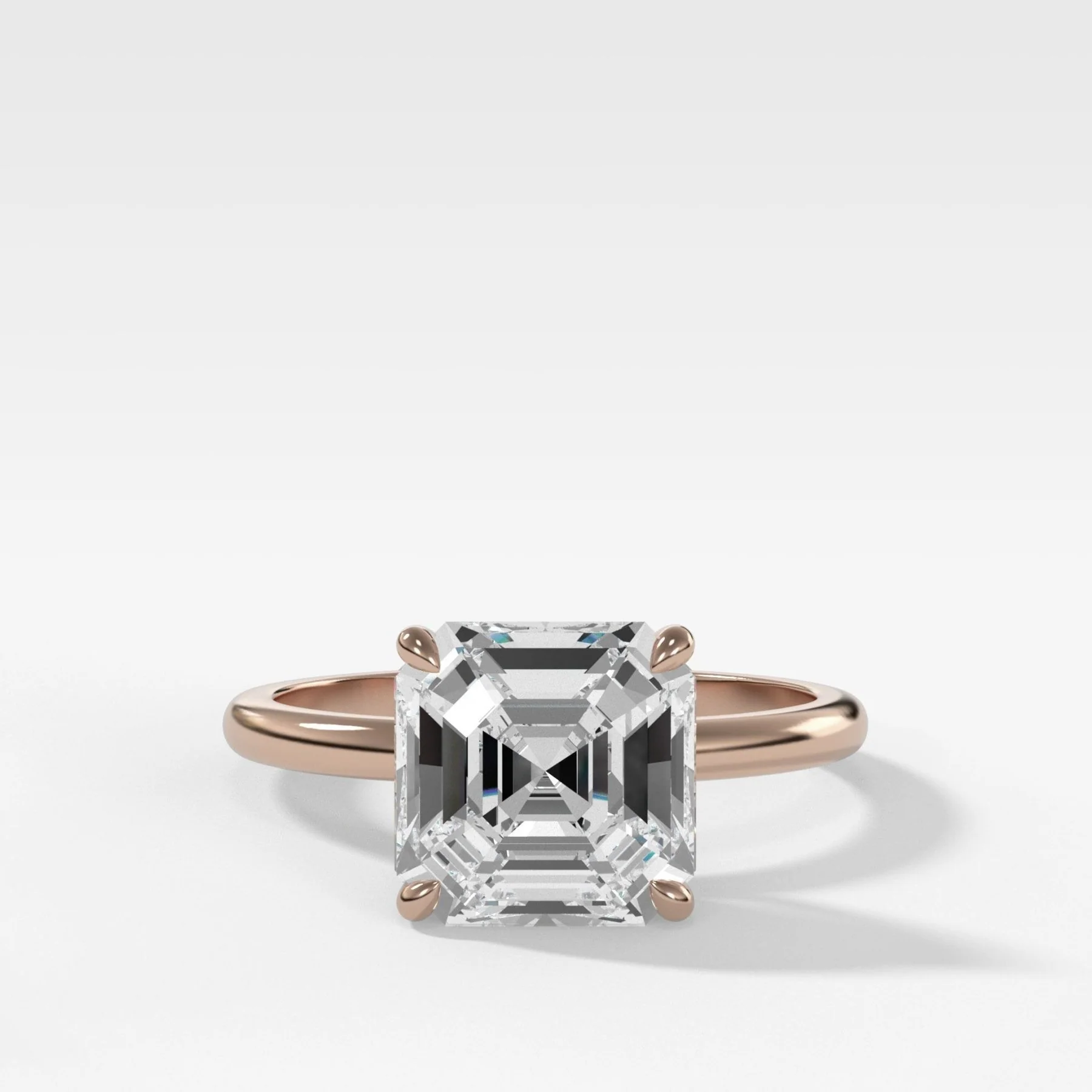 Crescent Solitaire Engagement Ring  With Asscher Cut Diamond - Image 5