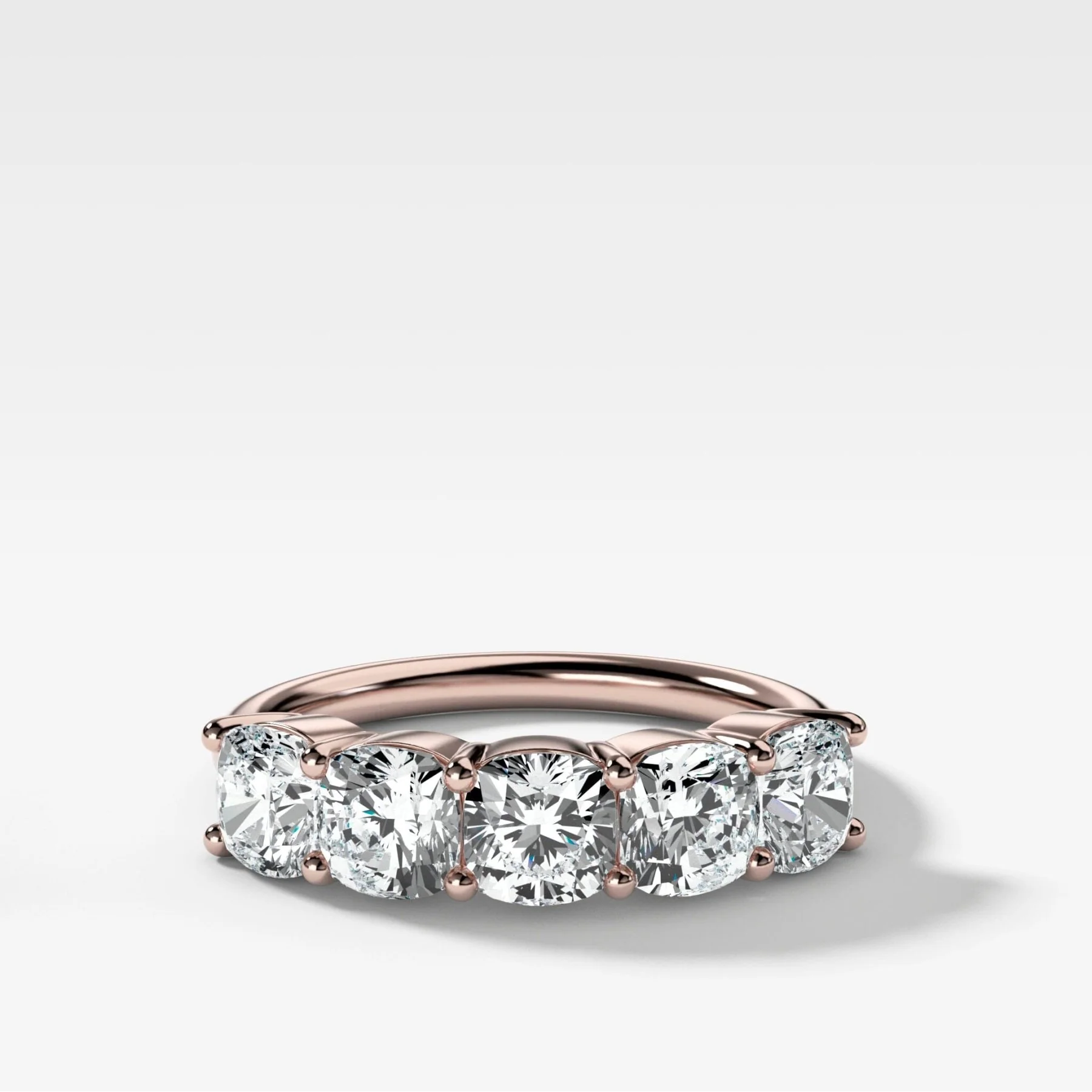 Five Stone Cushion Cut Diamond Wedding Band - Image 4