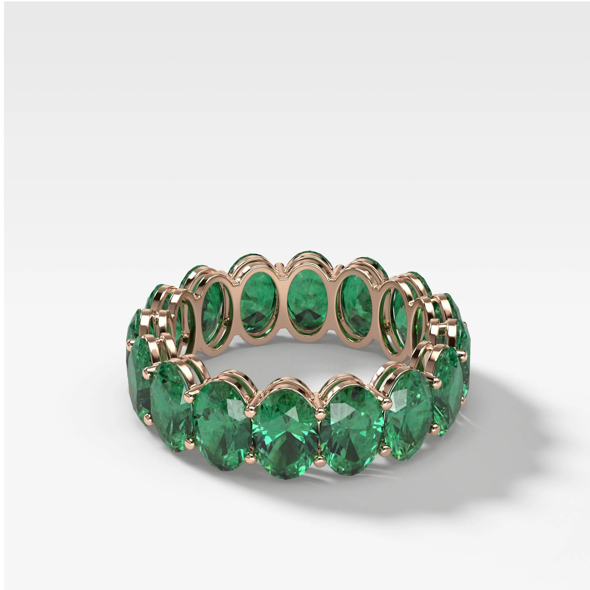 Green Emerald Oval Eternity Band - Image 3