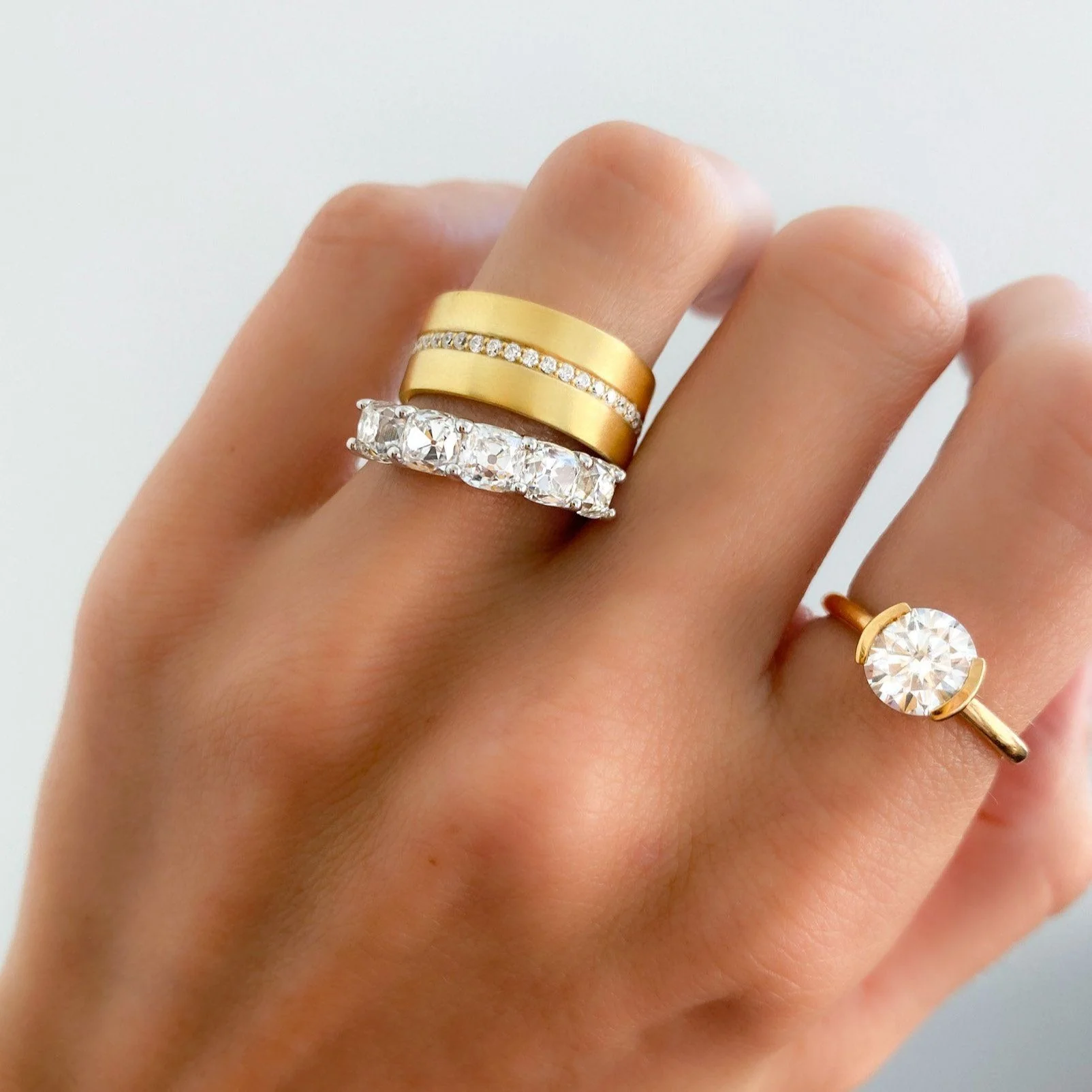 Half Bezel Solitaire Engagement Ring With Round Cut Diamond - Image 8