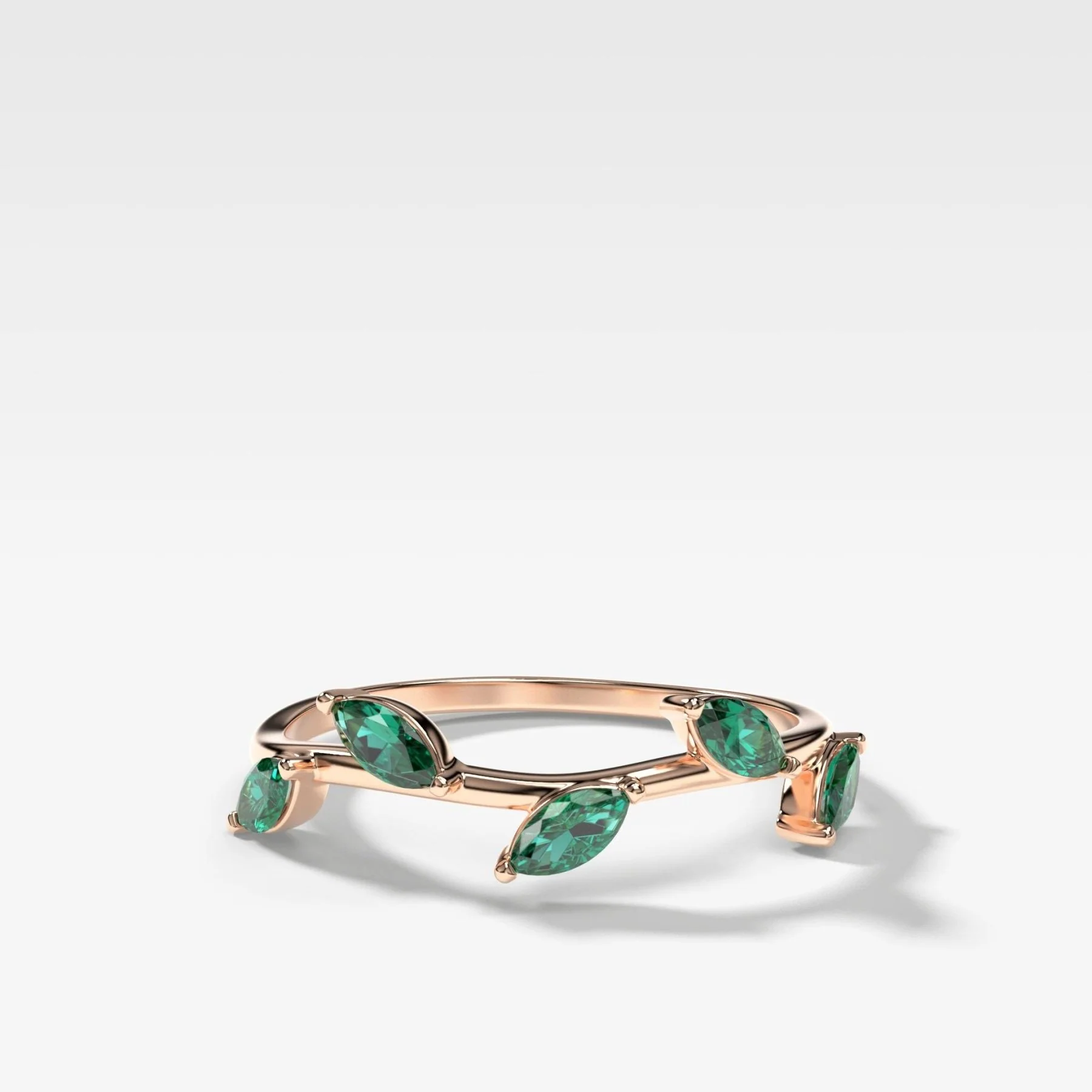 Laurel Marquise Band With Green Emeralds - Image 3