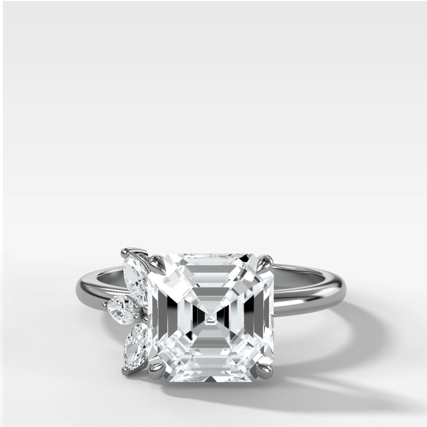 Lotus Engagement Ring With Asscher Cut Diamond - Image 4