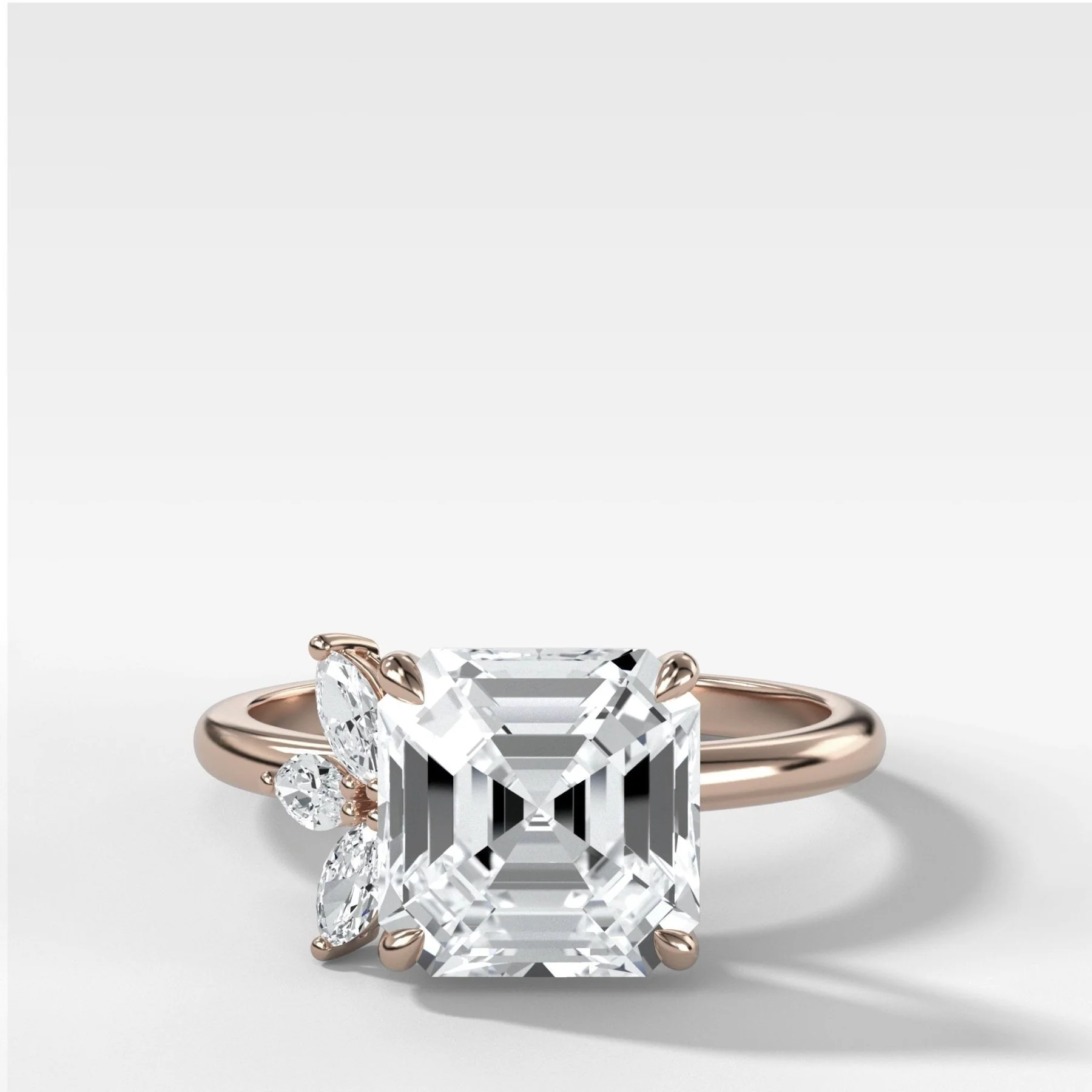 Lotus Engagement Ring With Asscher Cut Diamond - Image 5