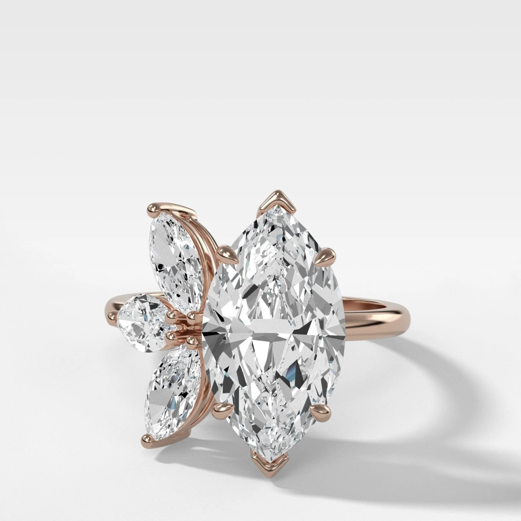 Lotus Engagement Ring With Marquise Cut Diamond - Image 5