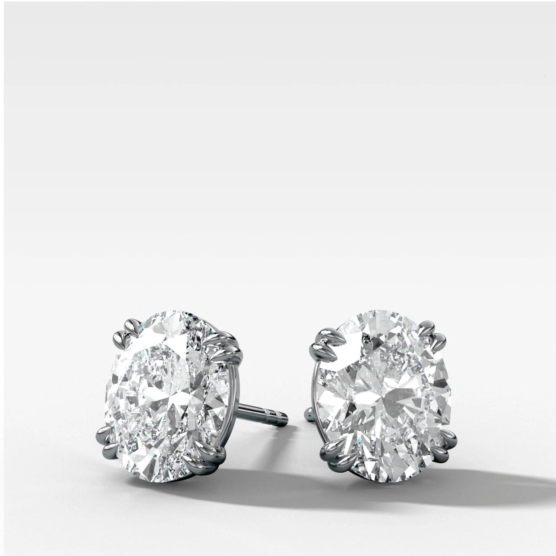 Oval Cut Double Point Prong Diamond Studs - Image 3