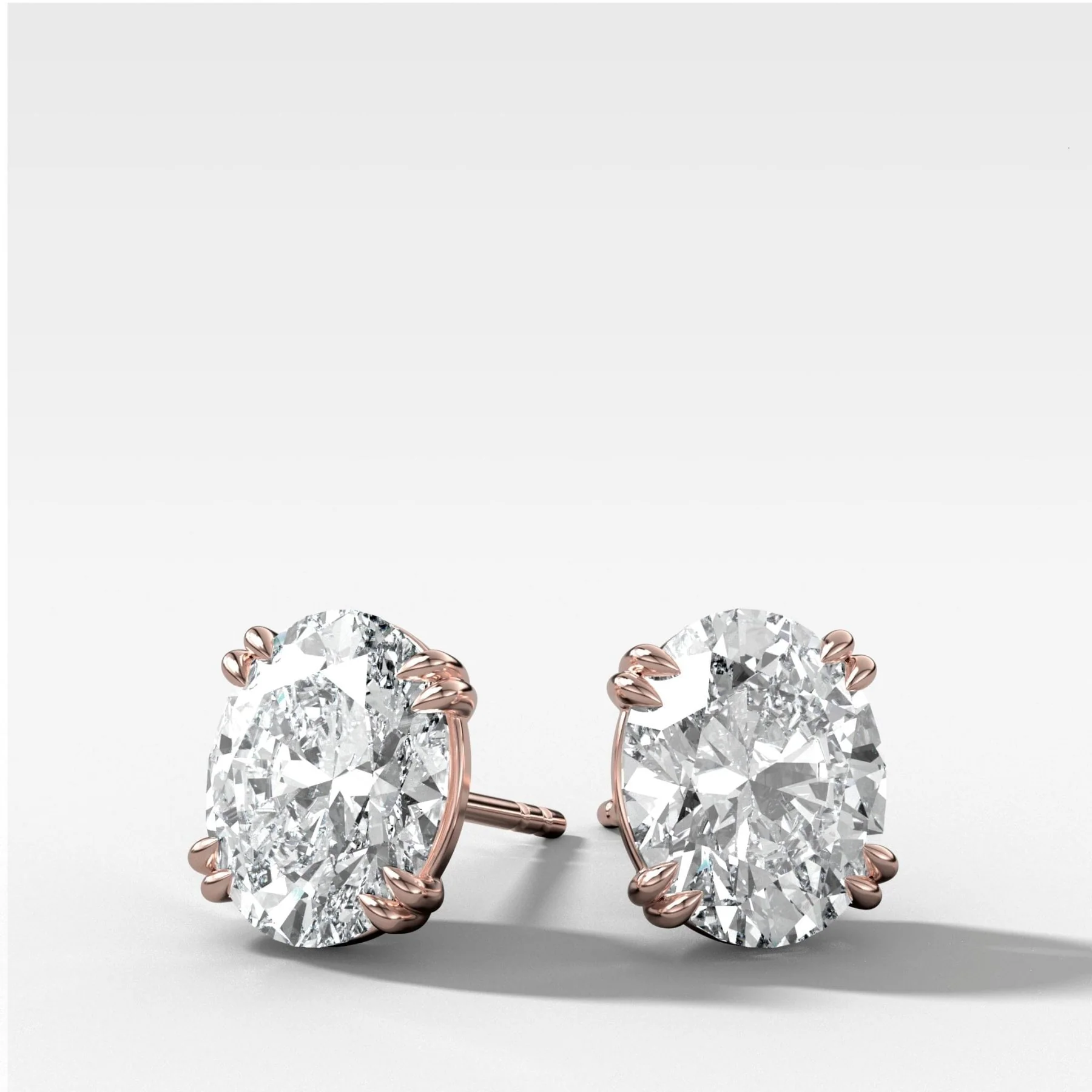 Oval Cut Double Point Prong Diamond Studs - Image 4