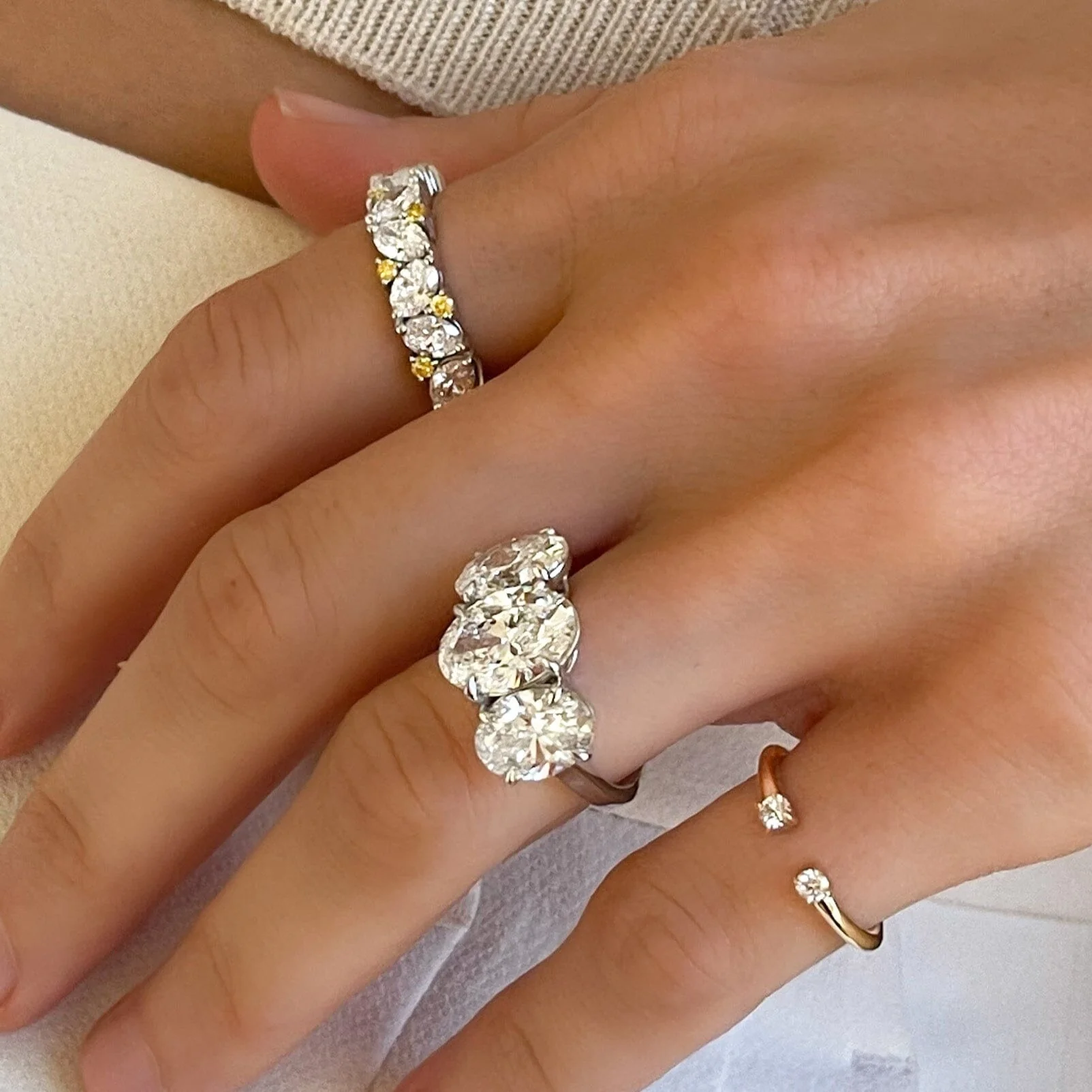 Oval Diamond and Canary Yellow Round Cut Medley Eternity Band - Image 6