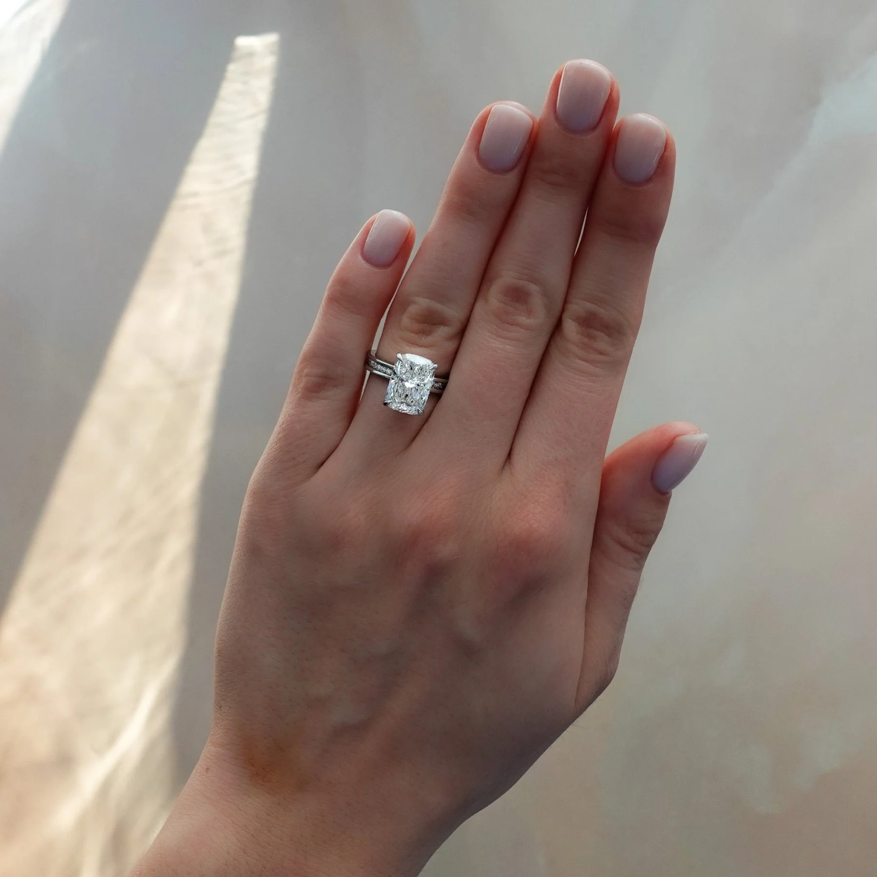 Petite Channel Set Engagement Ring with Elongated Cushion Cut Diamond - Image 3