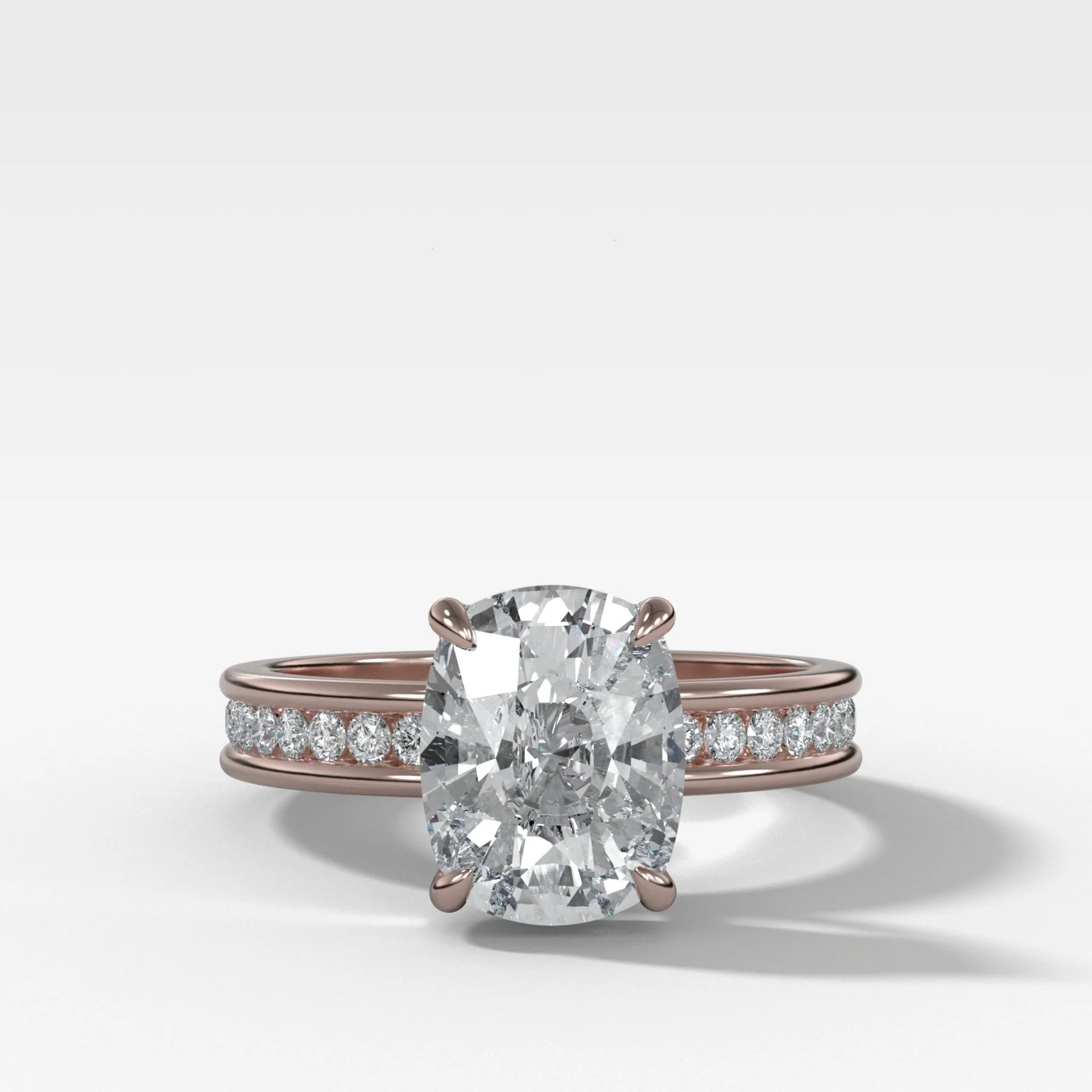 Petite Channel Set Engagement Ring with Elongated Cushion Cut Diamond - Image 5