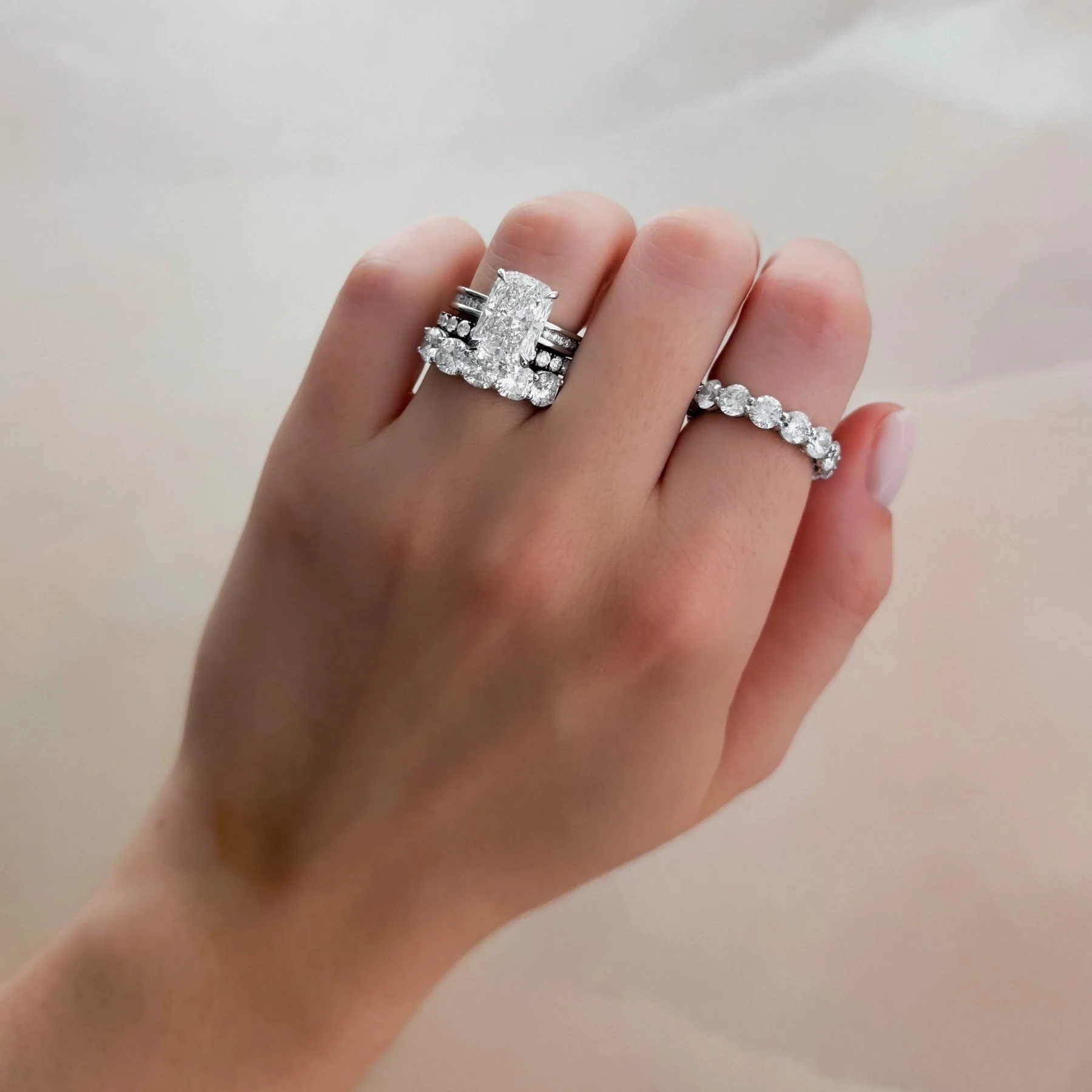 Petite Channel Set Engagement Ring with Elongated Cushion Cut Diamond - Image 6