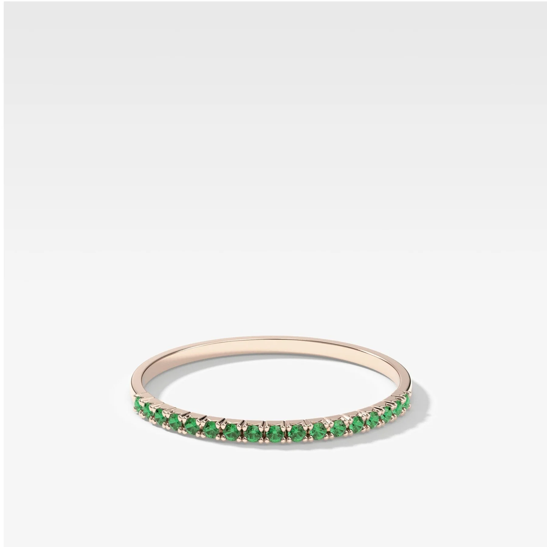 Petite French Pavé Wedding Band With Green Emeralds - Image 4