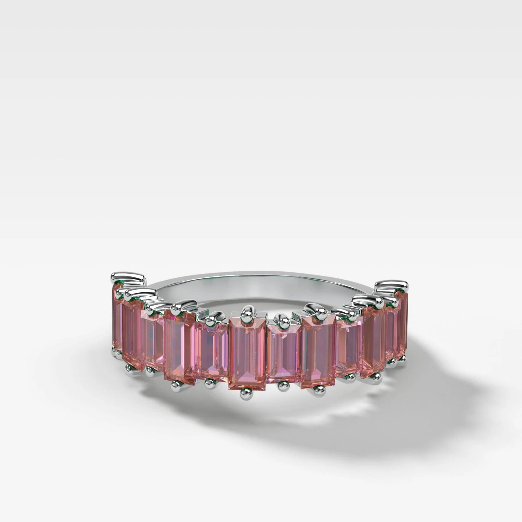 Pink Sapphire Baguette Wedding Band - Image 3