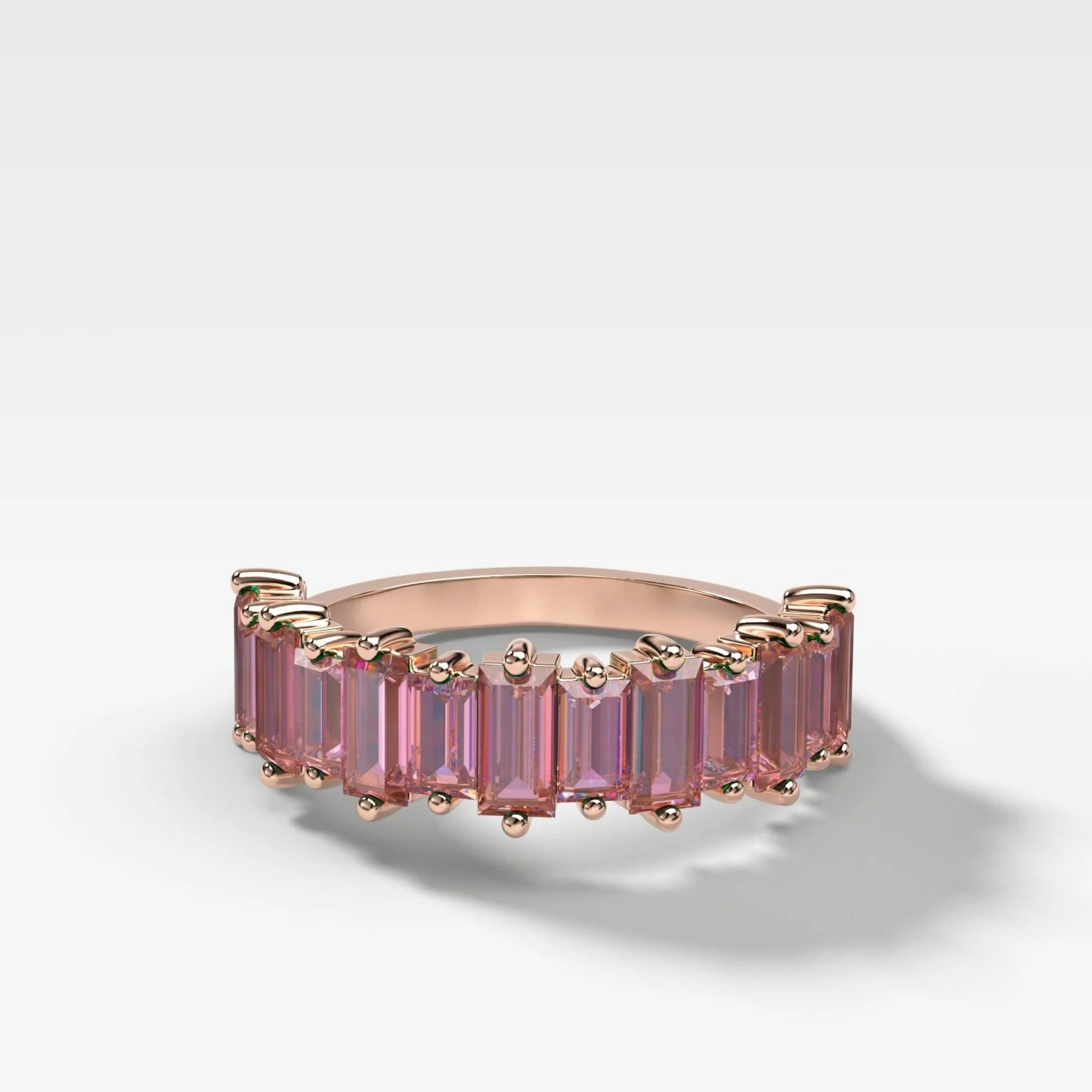 Pink Sapphire Baguette Wedding Band - Image 4