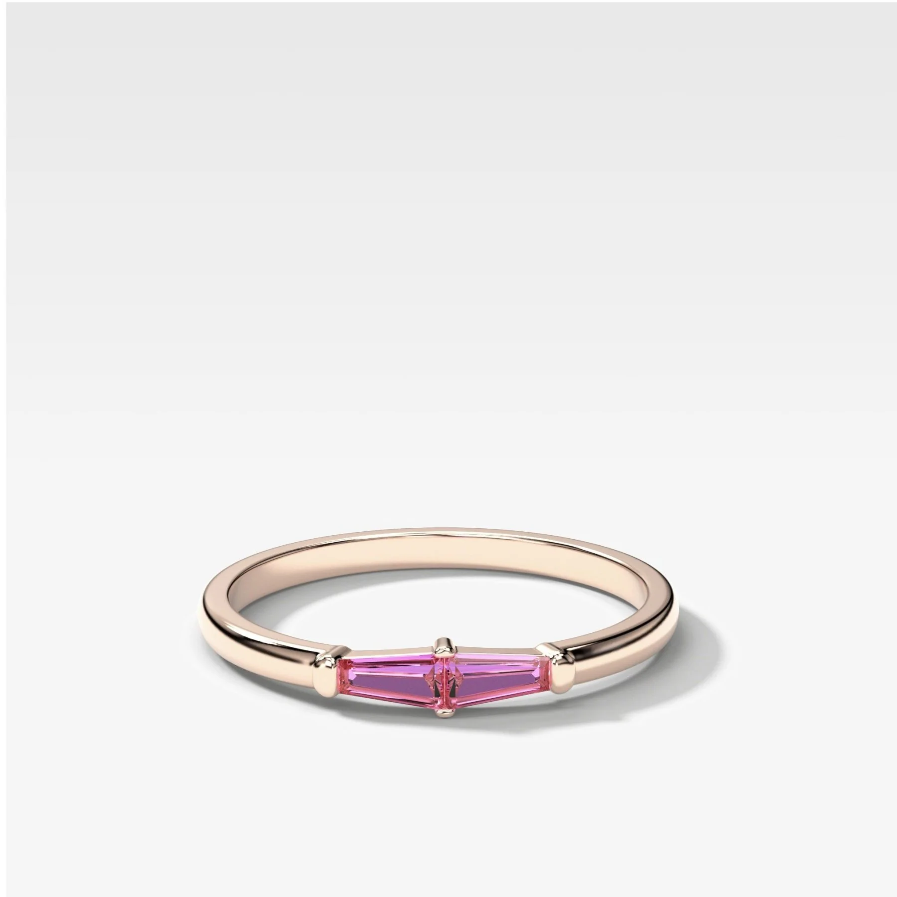 Pink Sapphire Petite Tapered Baguette Stacker - Image 3