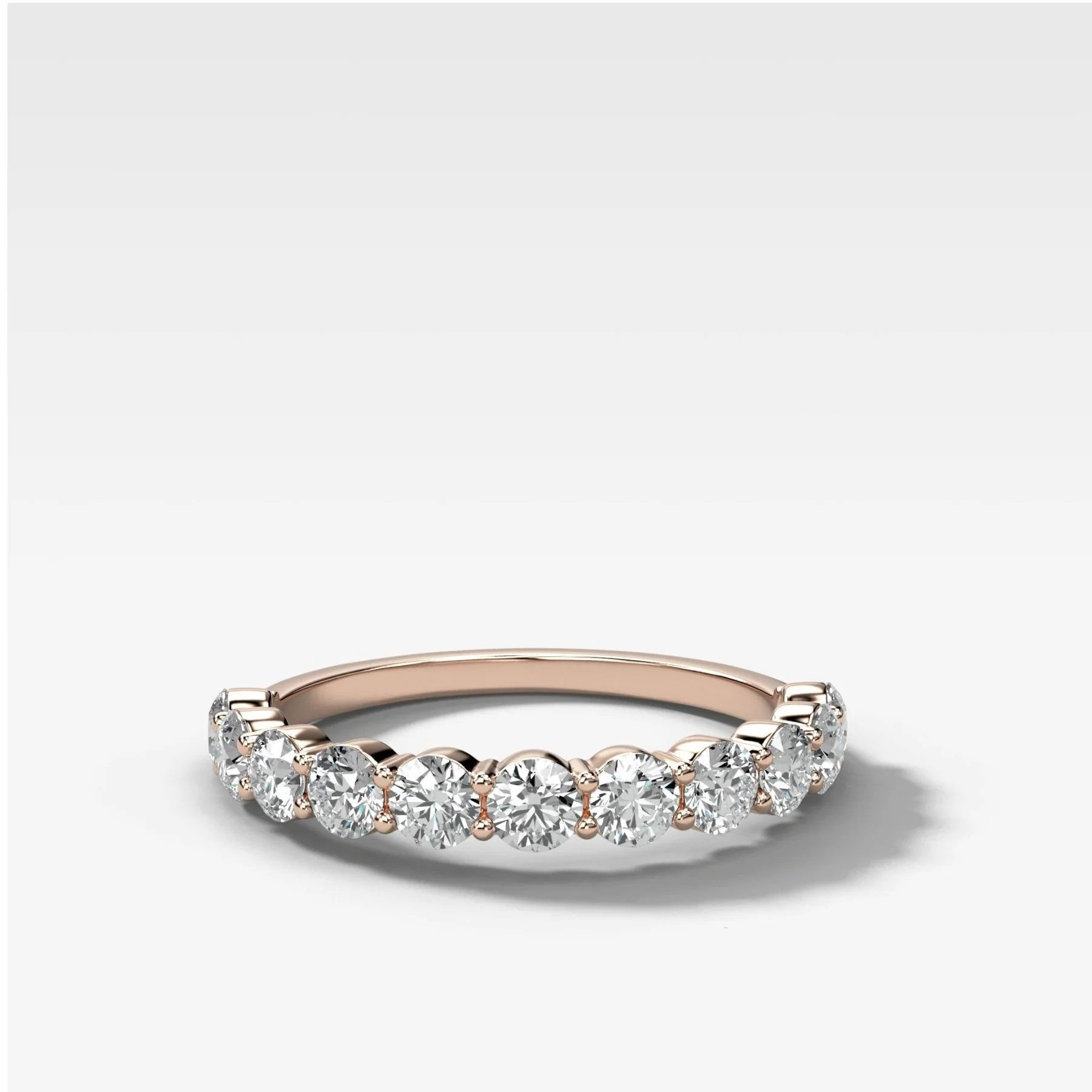Shared Prong Wedding Band With Round Diamonds - Image 3