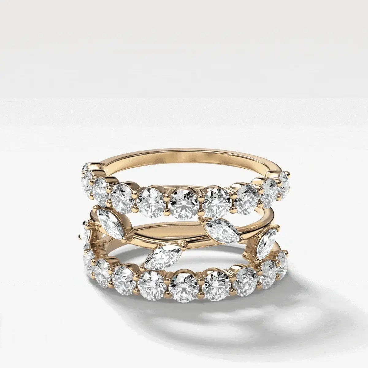 Shared Prong Wedding Band With Round Diamonds - Image 6