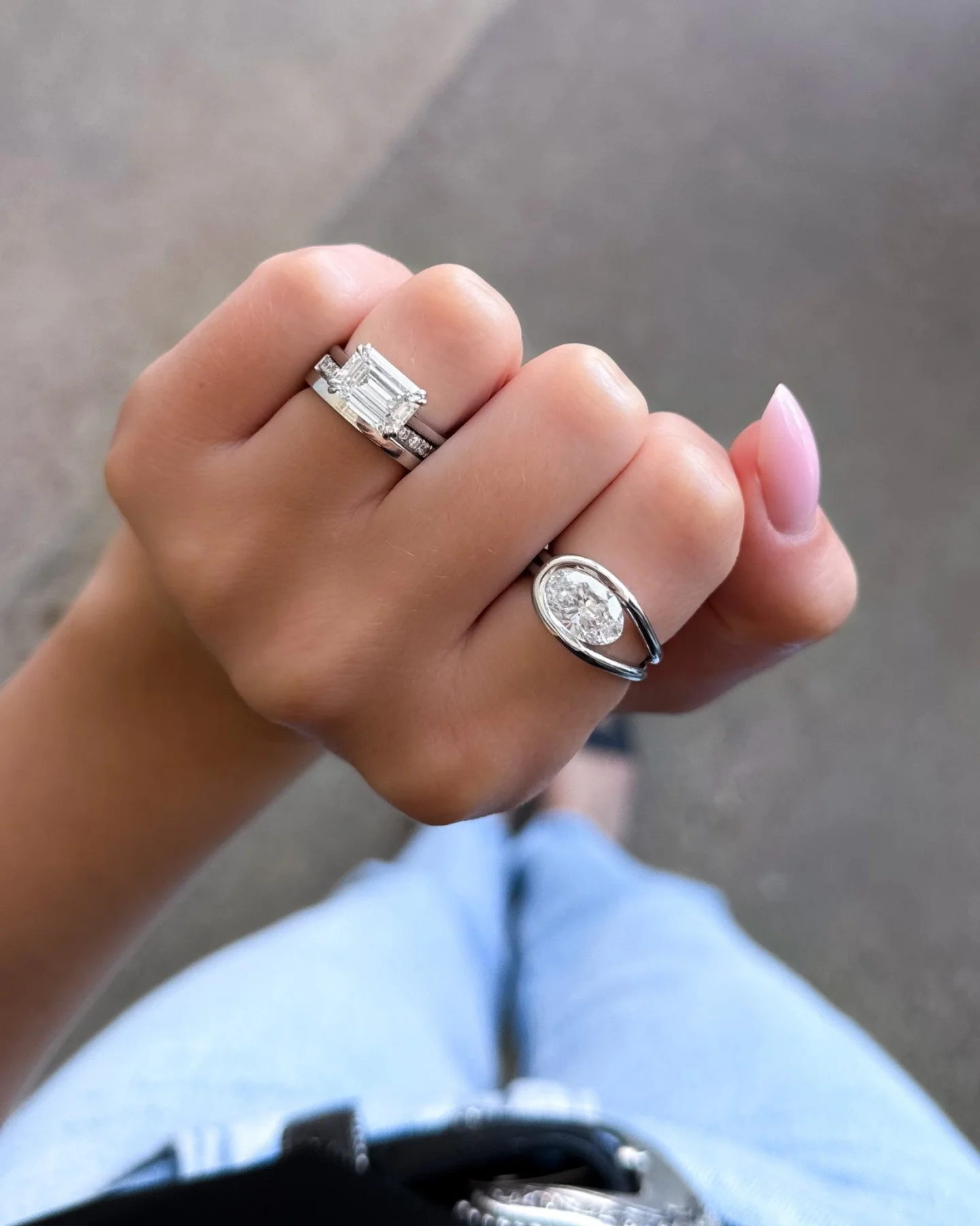 Signature Cathedral Solitaire Engagement Ring With Emerald Cut Diamond (East West) - Image 6