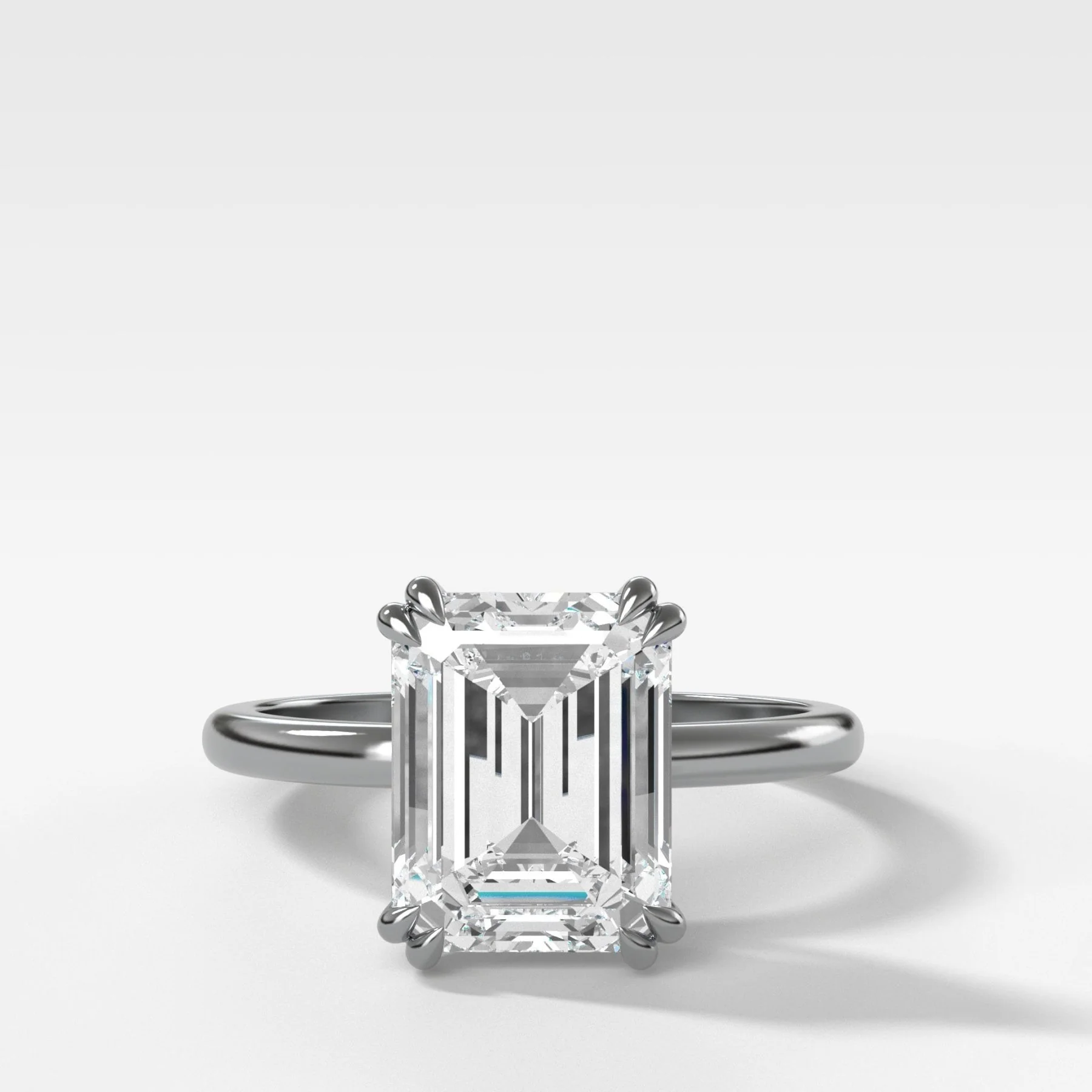 Signature Cathedral Solitaire Engagement Ring With Emerald Cut Diamond (North South) - Image 4