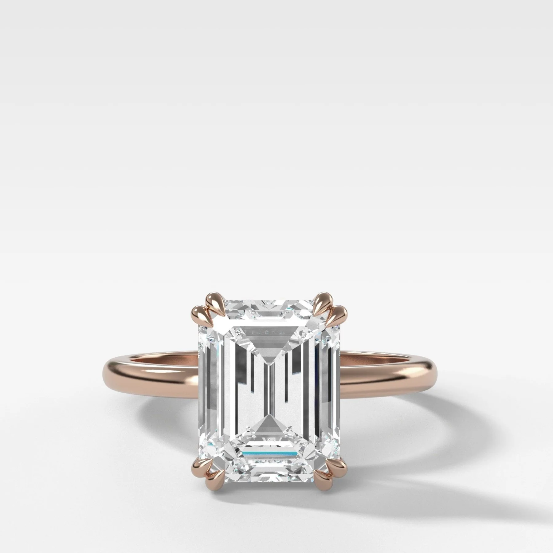 Signature Cathedral Solitaire Engagement Ring With Emerald Cut Diamond (North South) - Image 5