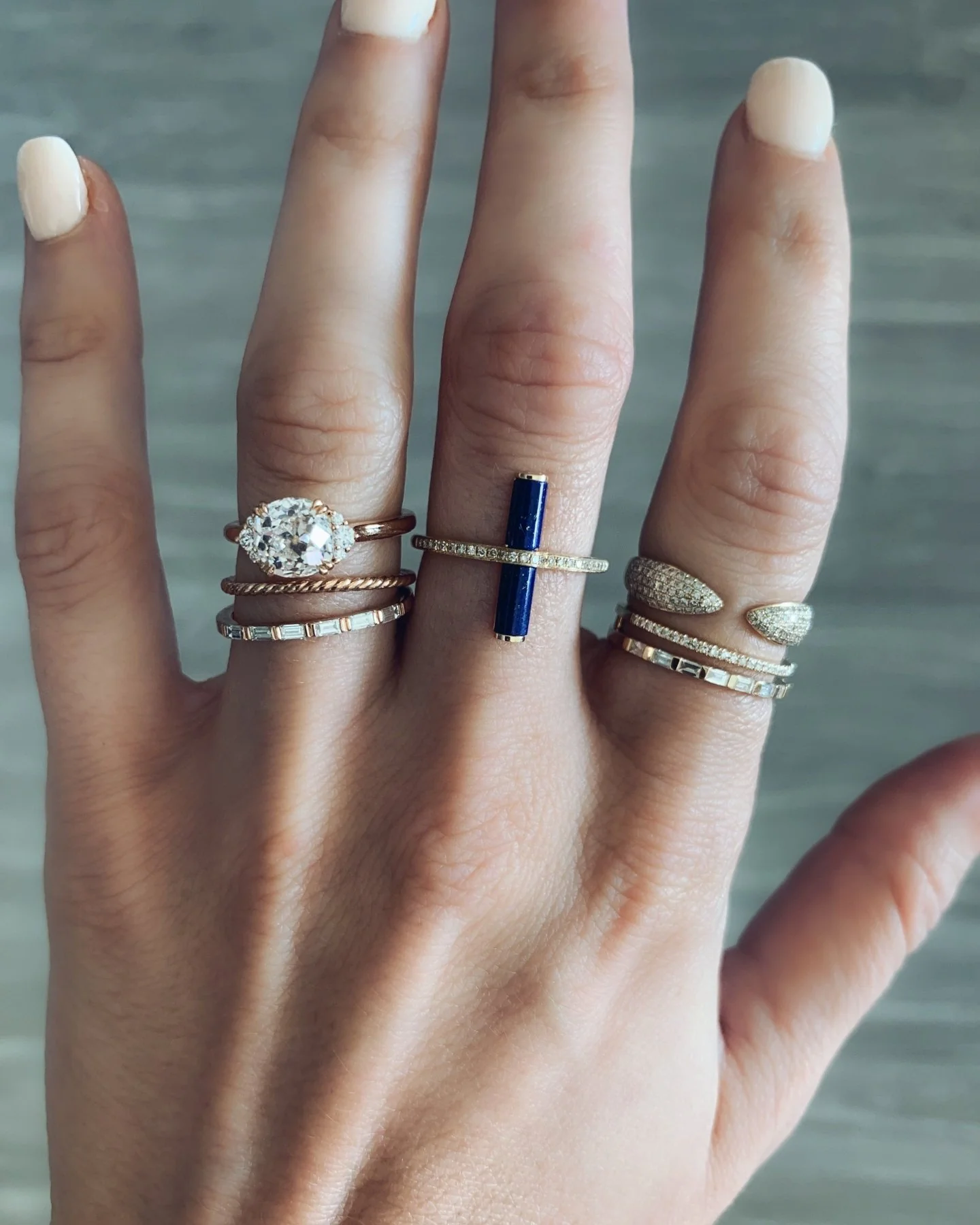 Signature Cluster Engagement Ring With Old Mine Cut Diamond - Image 3