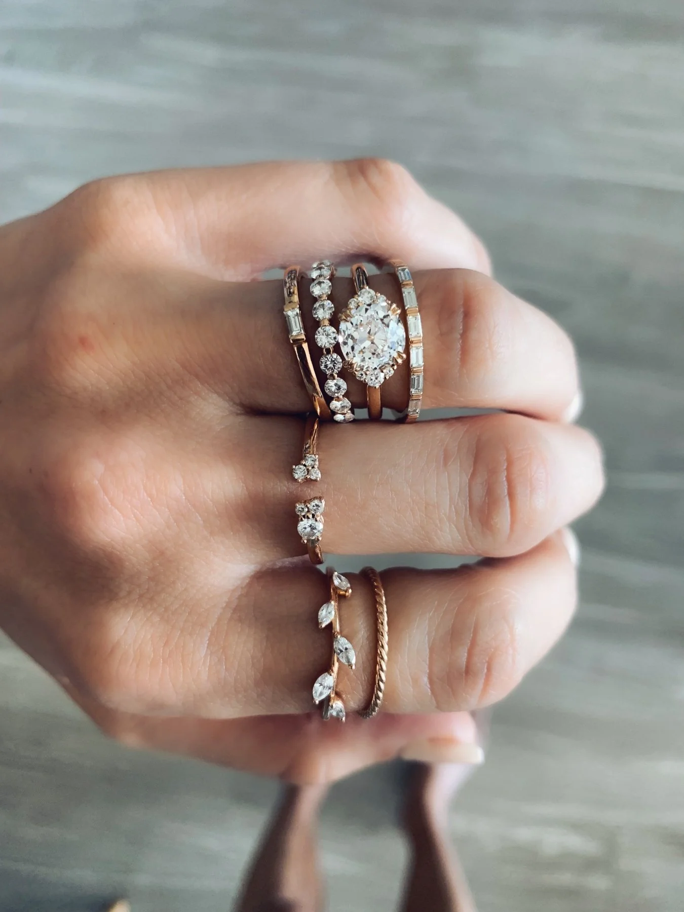 Signature Cluster Engagement Ring With Old Mine Cut Diamond - Image 4