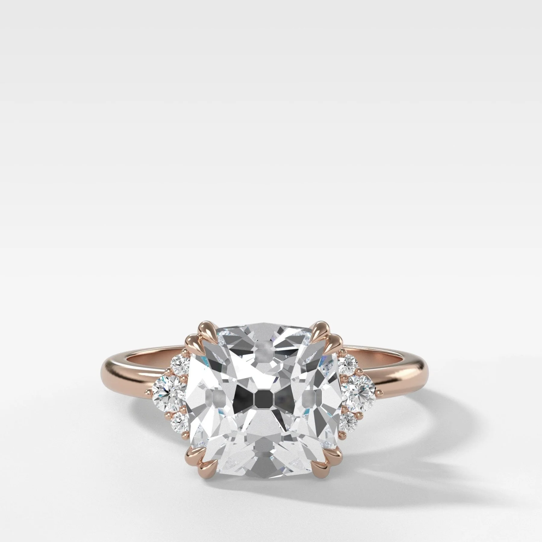 Signature Cluster Engagement Ring With Old Mine Cut Diamond - Image 5