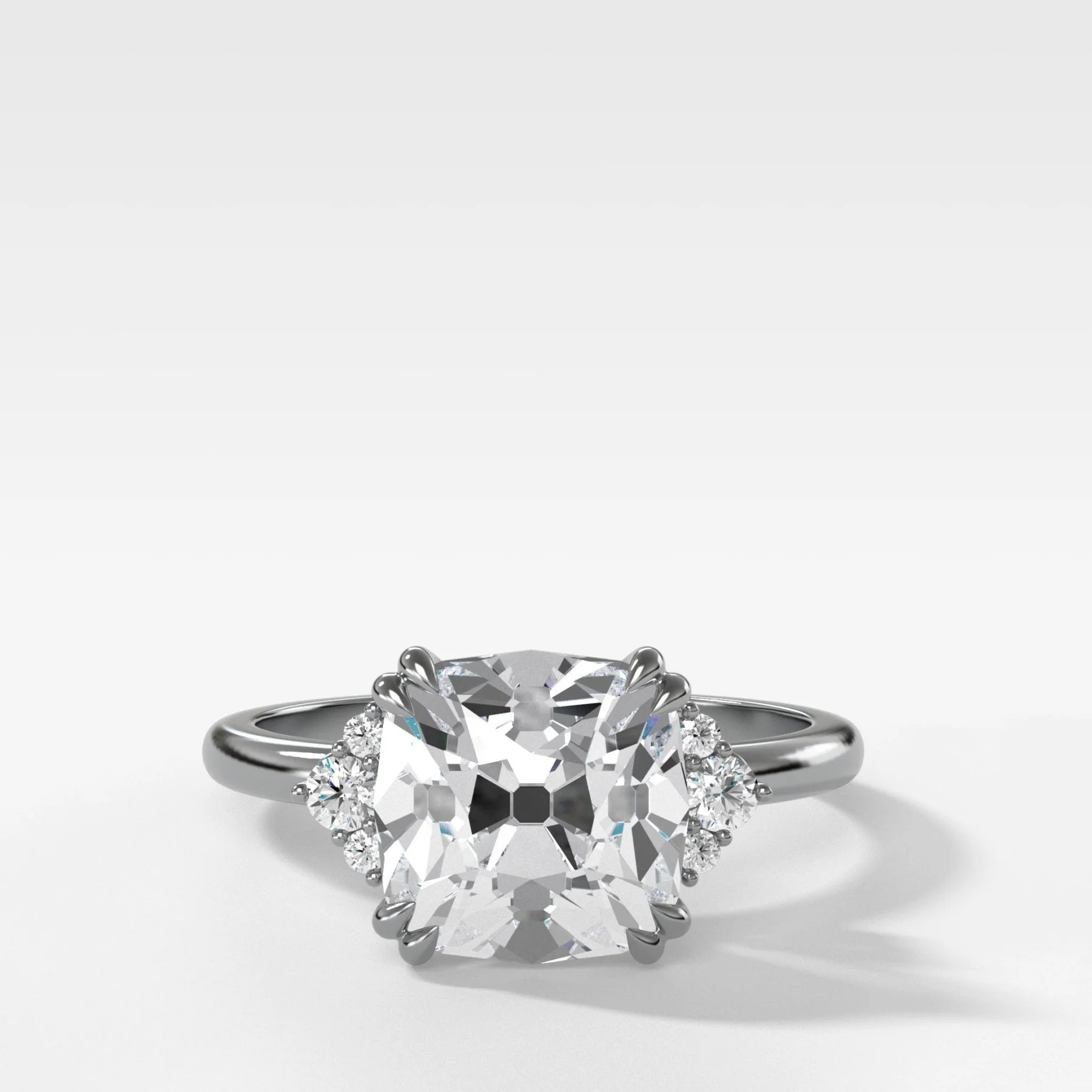 Signature Cluster Engagement Ring With Old Mine Cut Diamond - Image 6