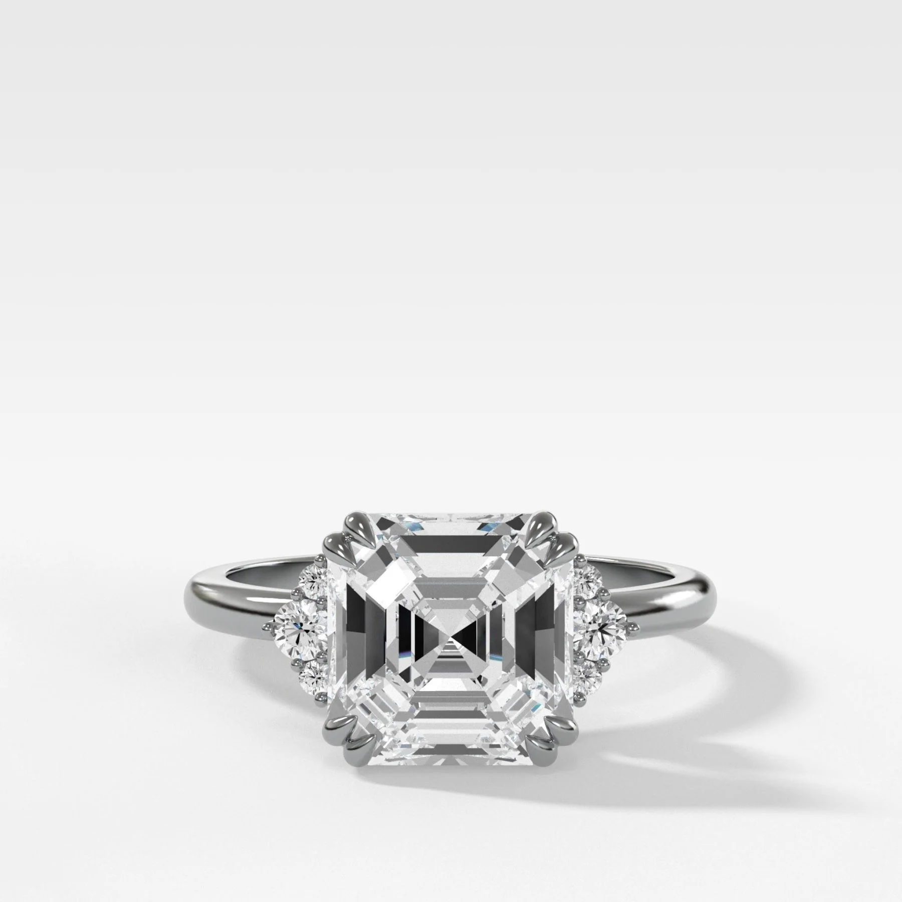 Signature Cluster Engagement Ring With Asscher Cut Diamond - Image 3