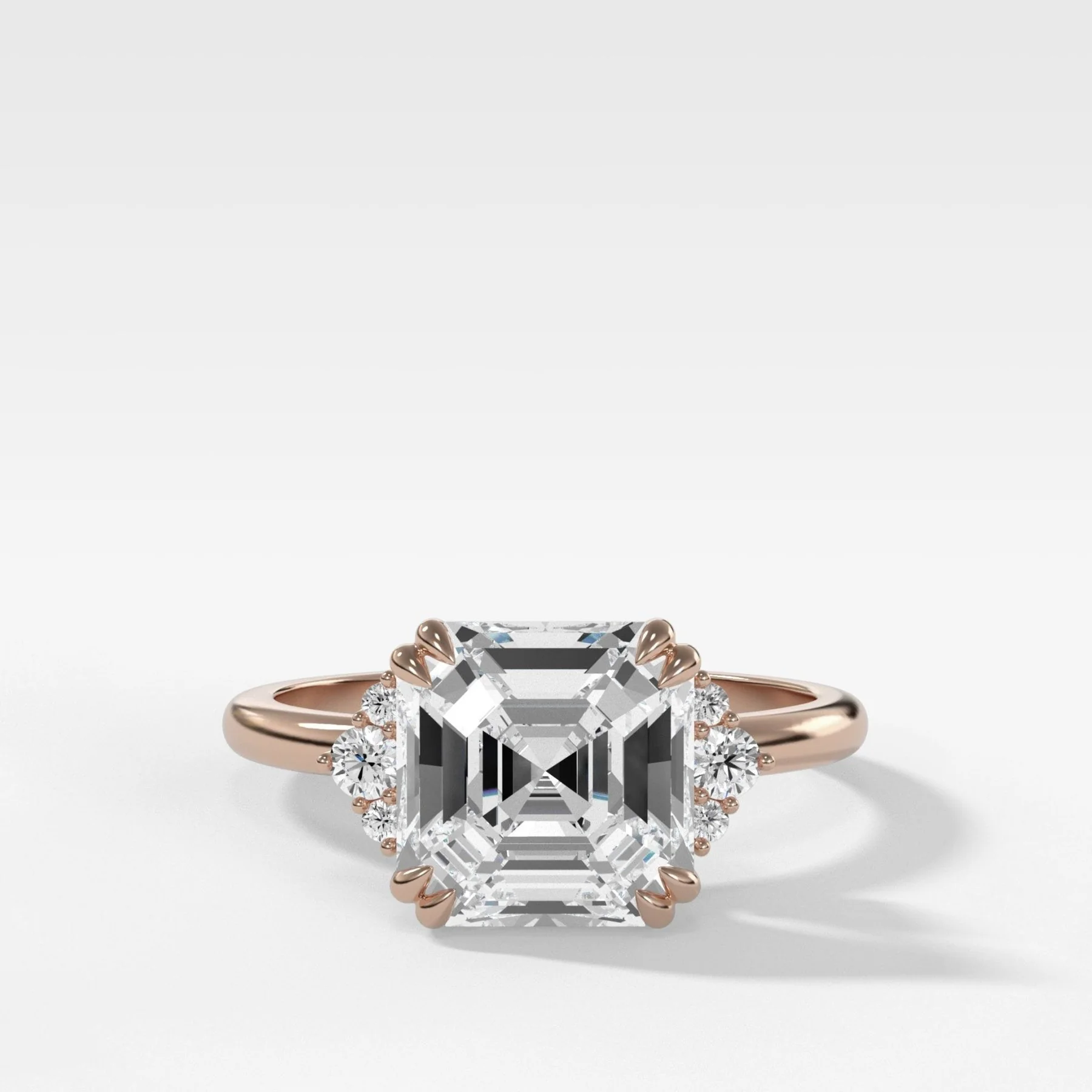 Signature Cluster Engagement Ring With Asscher Cut Diamond - Image 4