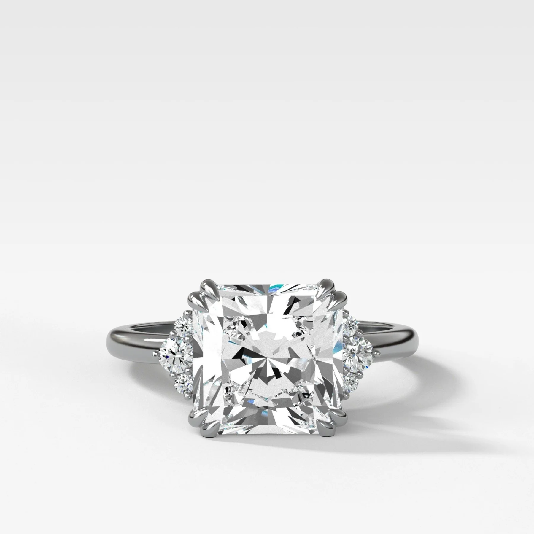 Signature Cluster Engagement Ring With Radiant Square Cut Diamond - Image 3