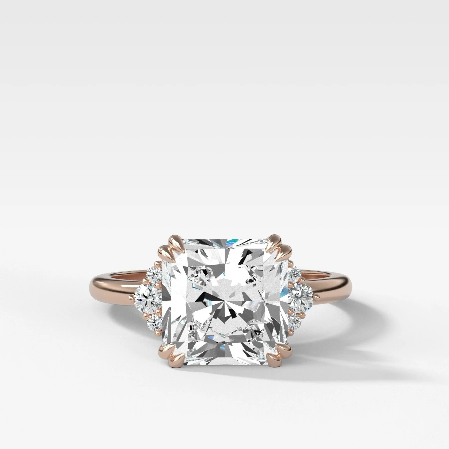 Signature Cluster Engagement Ring With Radiant Square Cut Diamond - Image 4