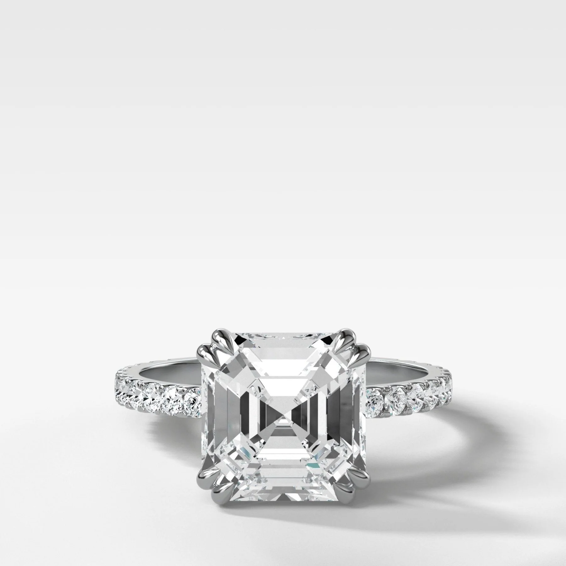 Signature Pavé Engagement Ring With Asscher Cut Diamond - Image 3